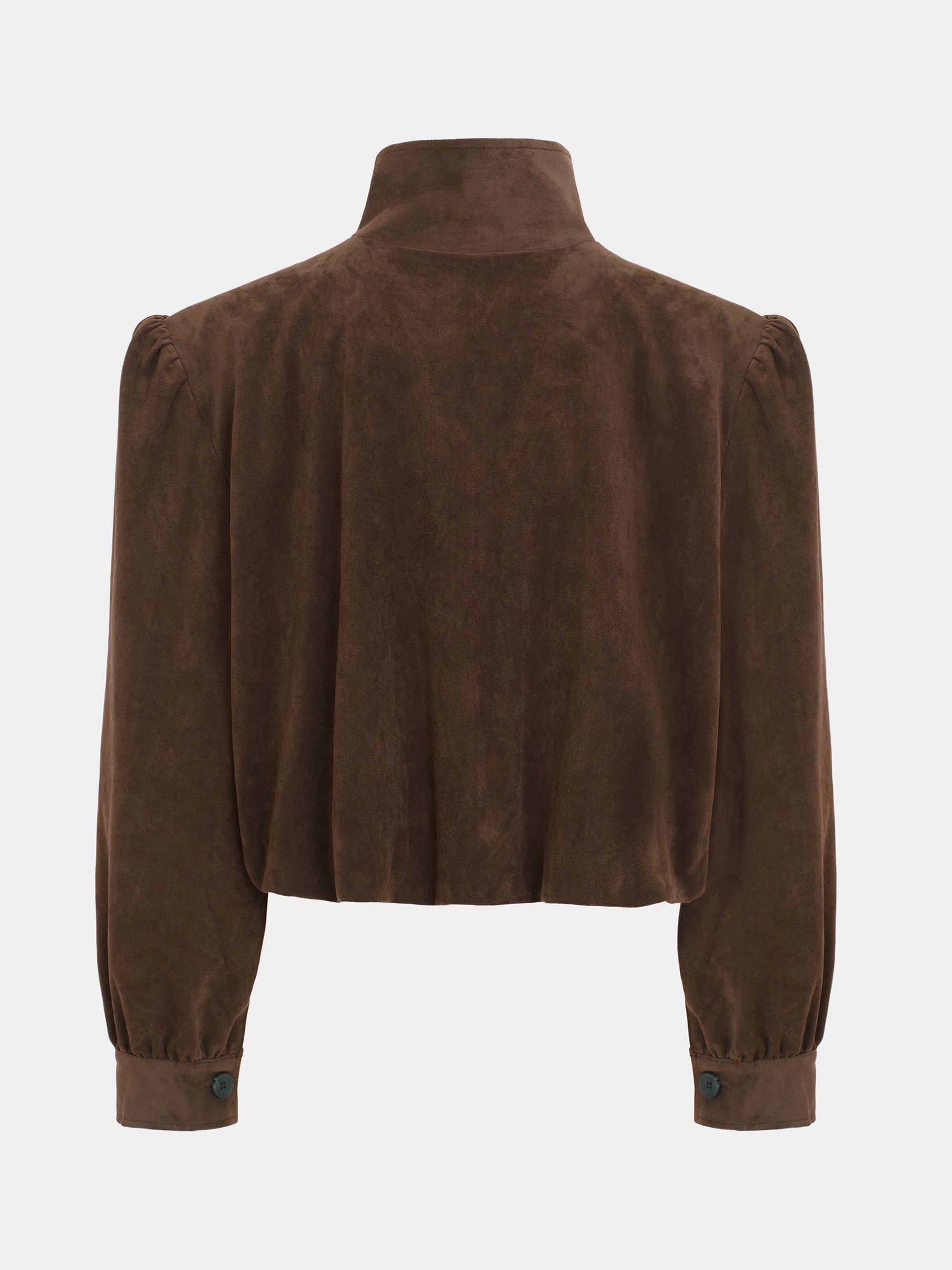 Lalisa Ruched Suede Bomber, Brown