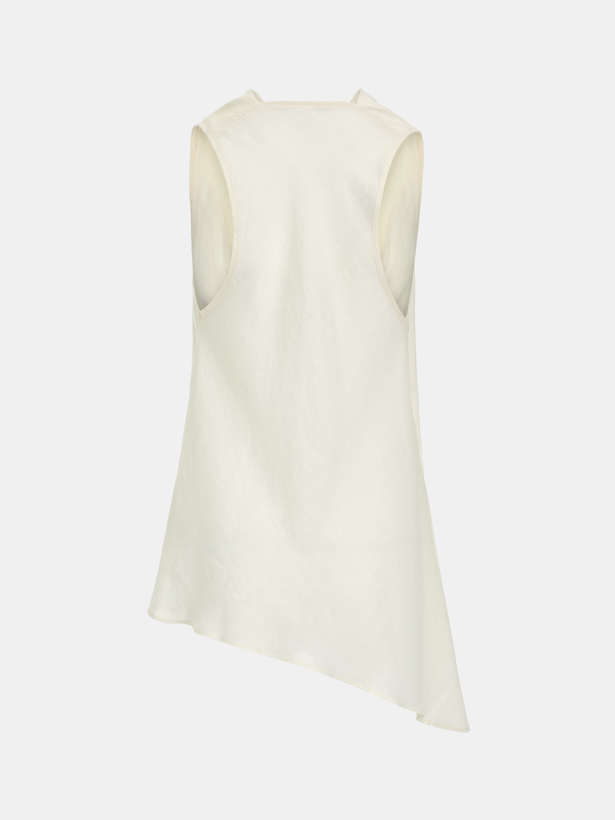 Tomi Asymmetrical Drape Satin Top, Ivory