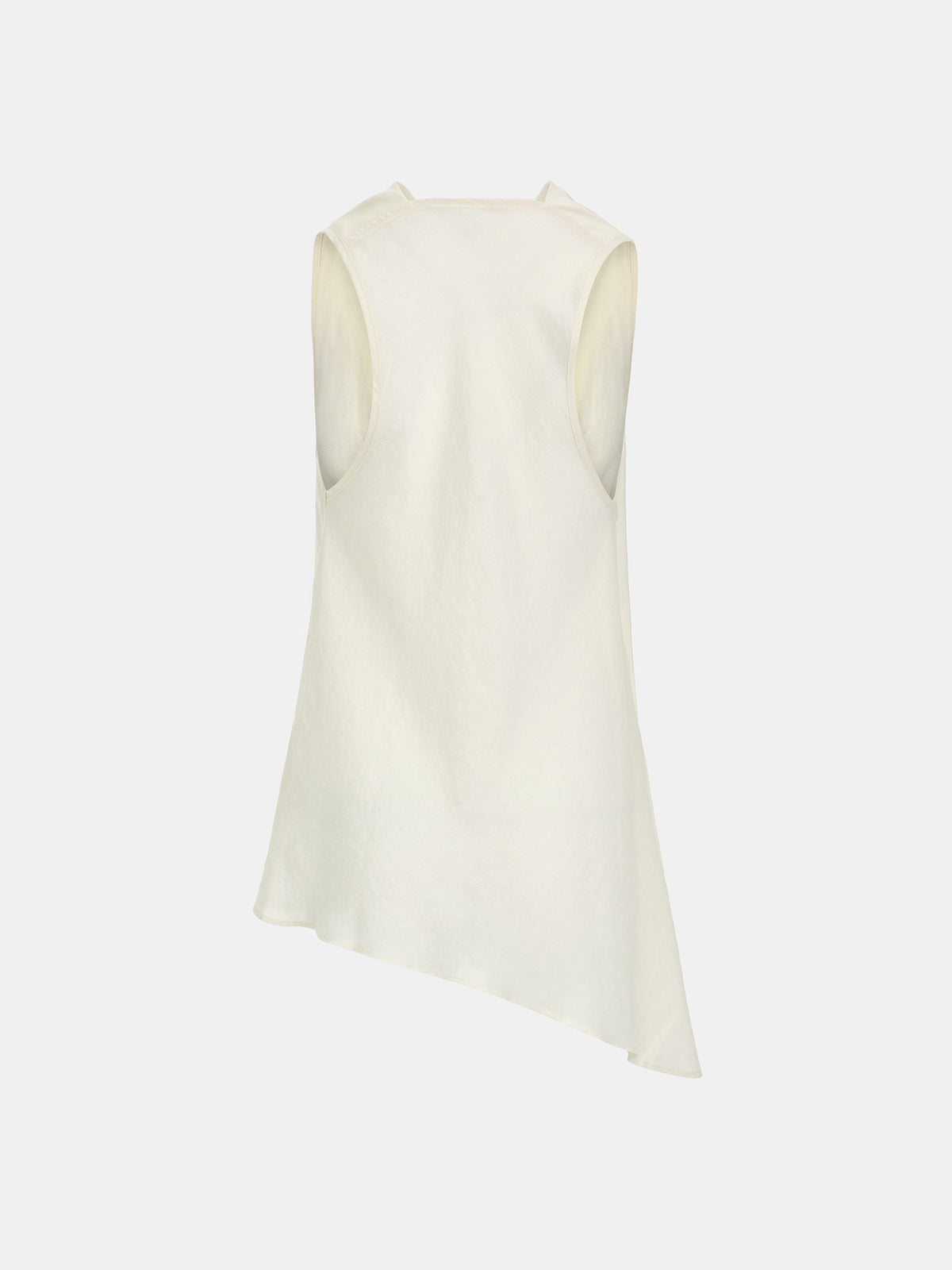 Tomi Asymmetrical Drape Satin Top, Ivory