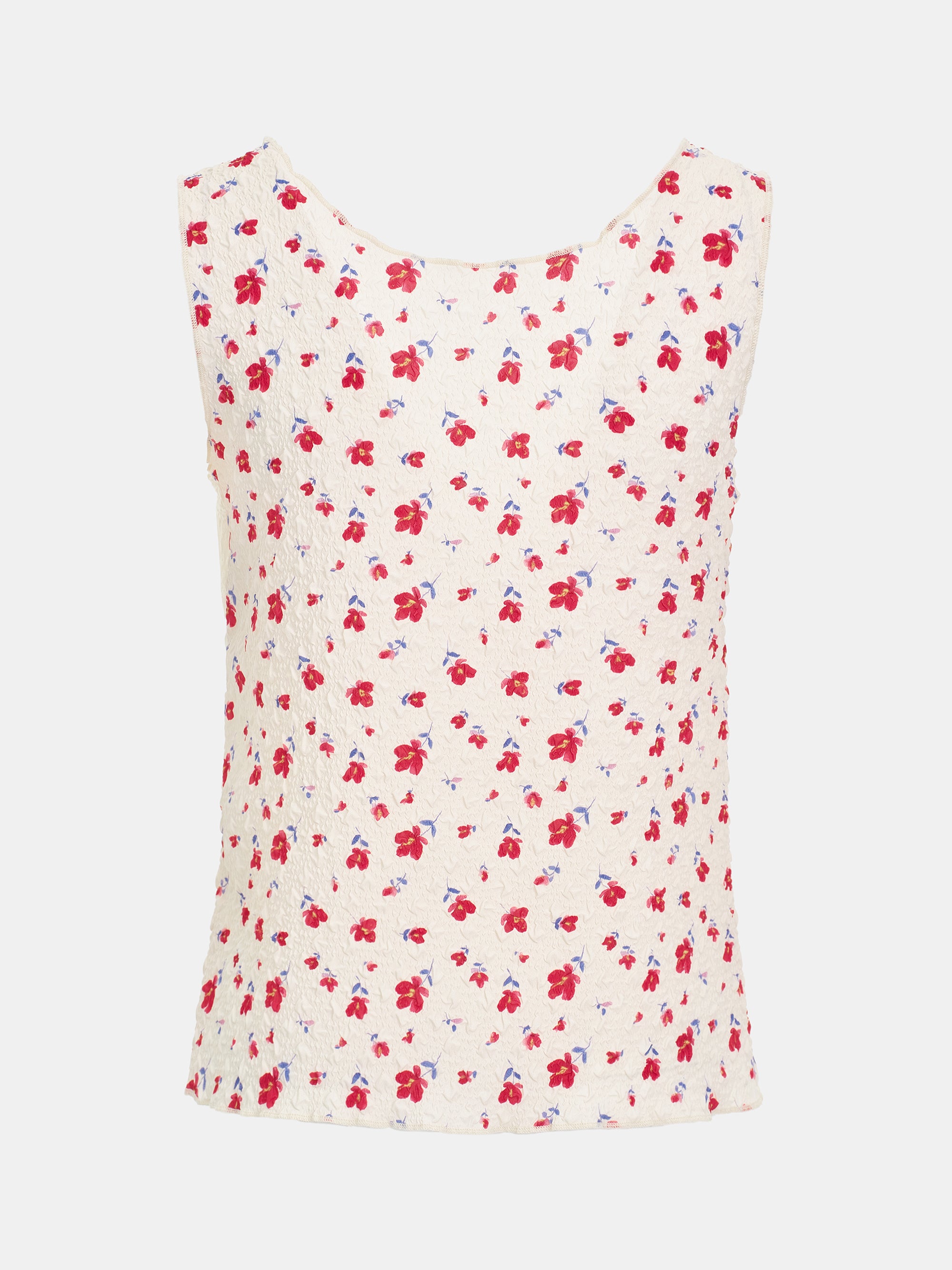 Ditsy Overlay Tank Top, Red