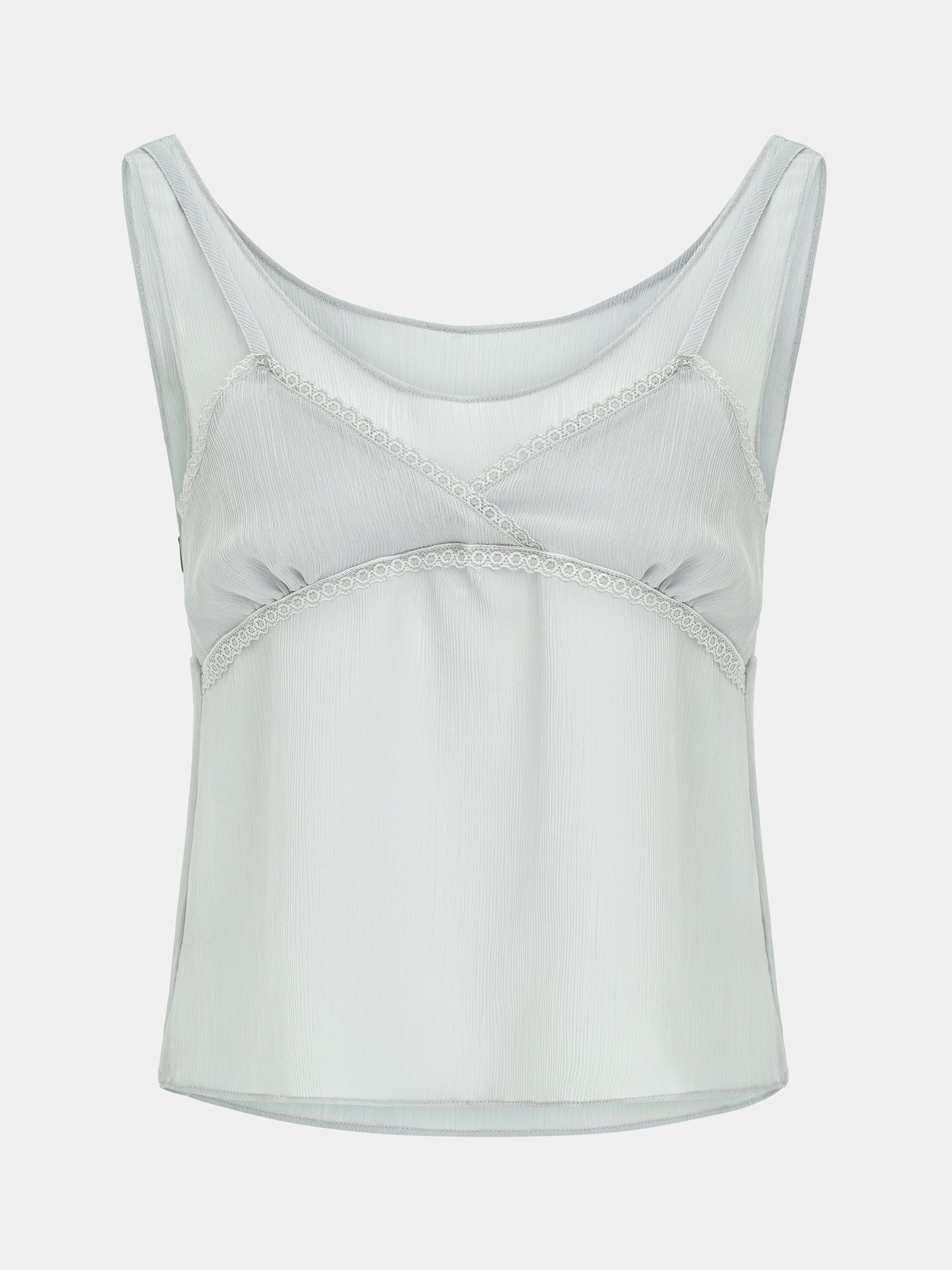 Lace-Trimmed Bustier Top, Grey
