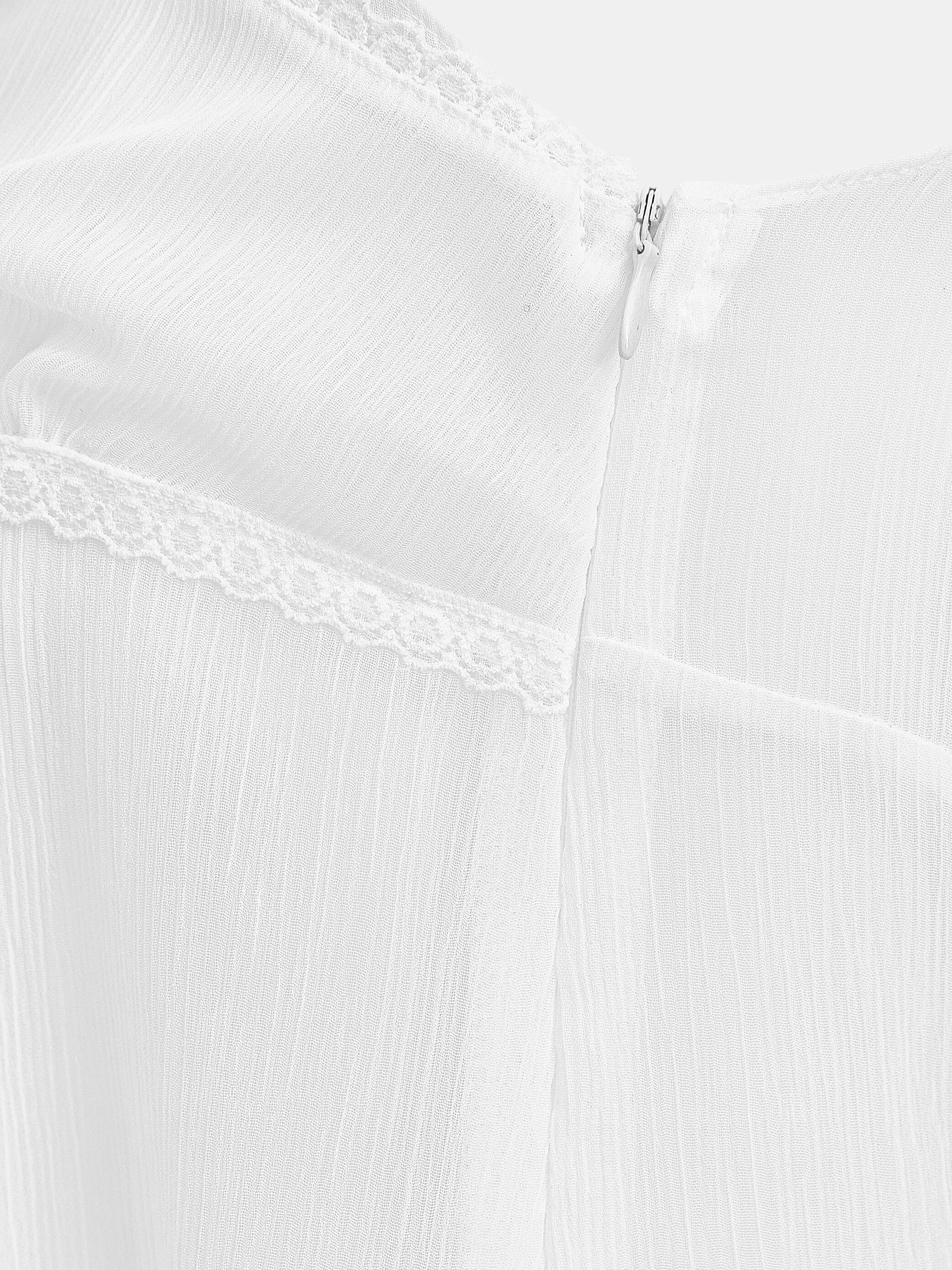Lace-Trimmed Bustier Top, Ivory
