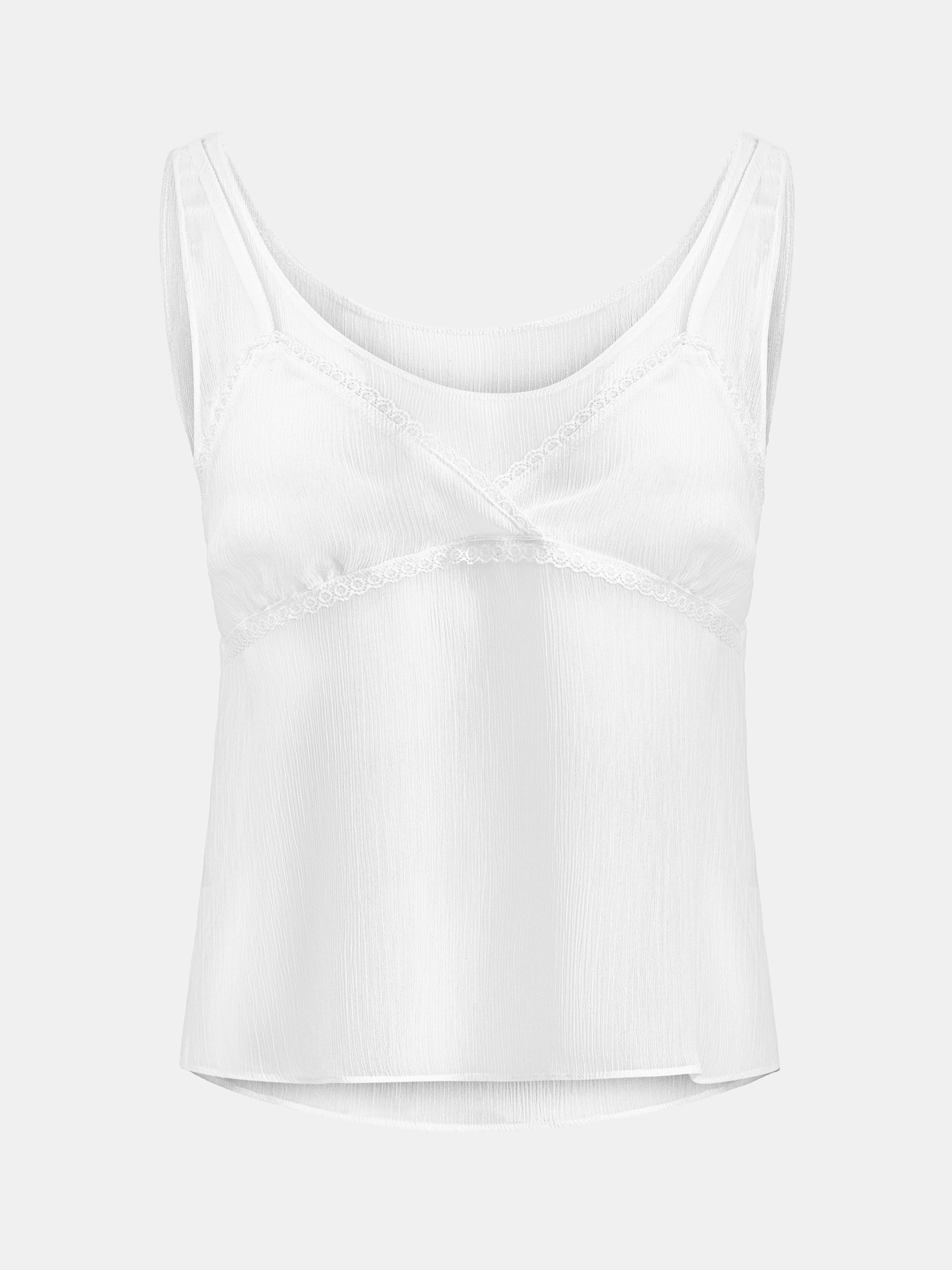 Lace-Trimmed Bustier Top, Ivory