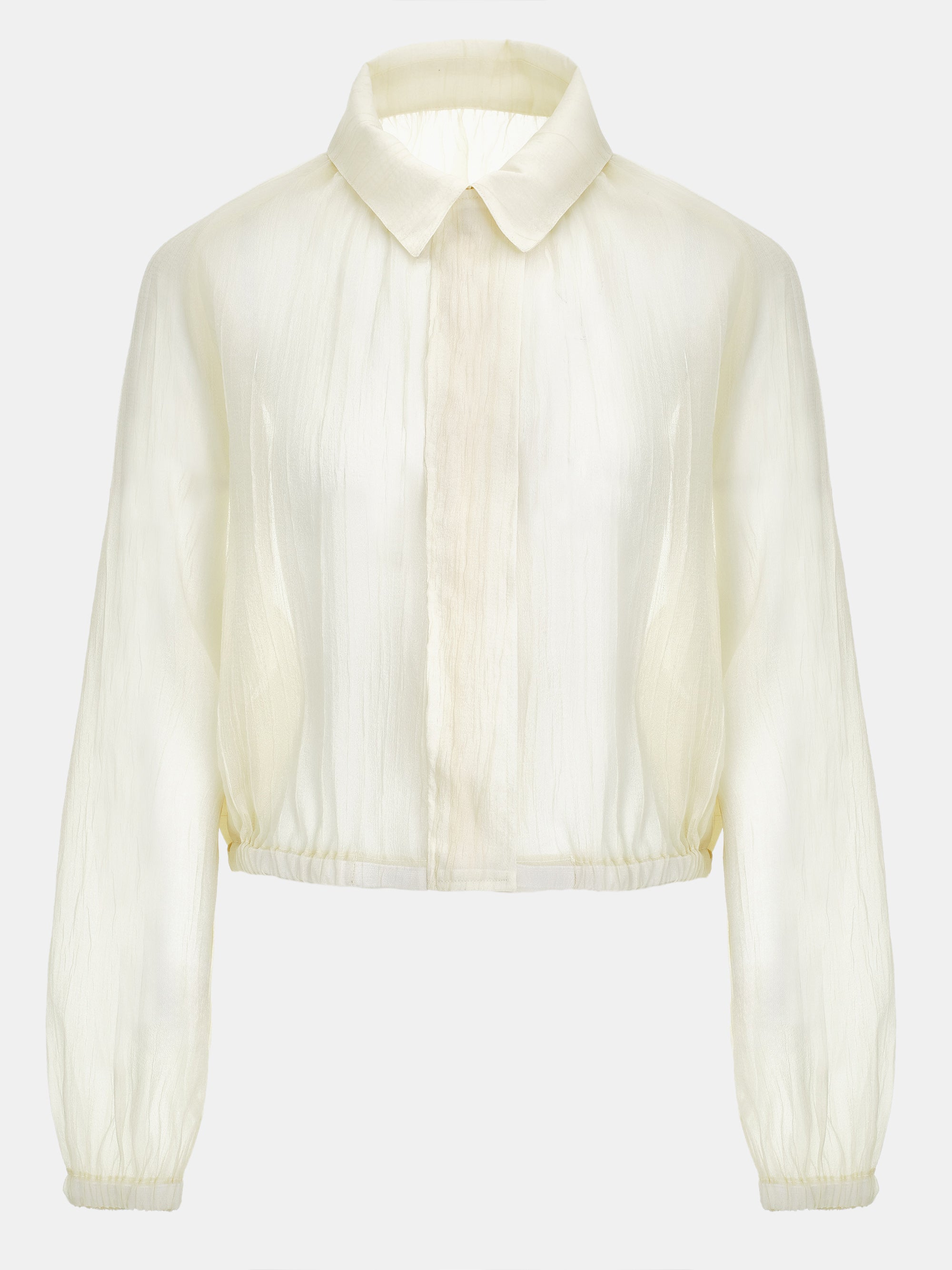 Crinkled Sheer Jacket, Ivory