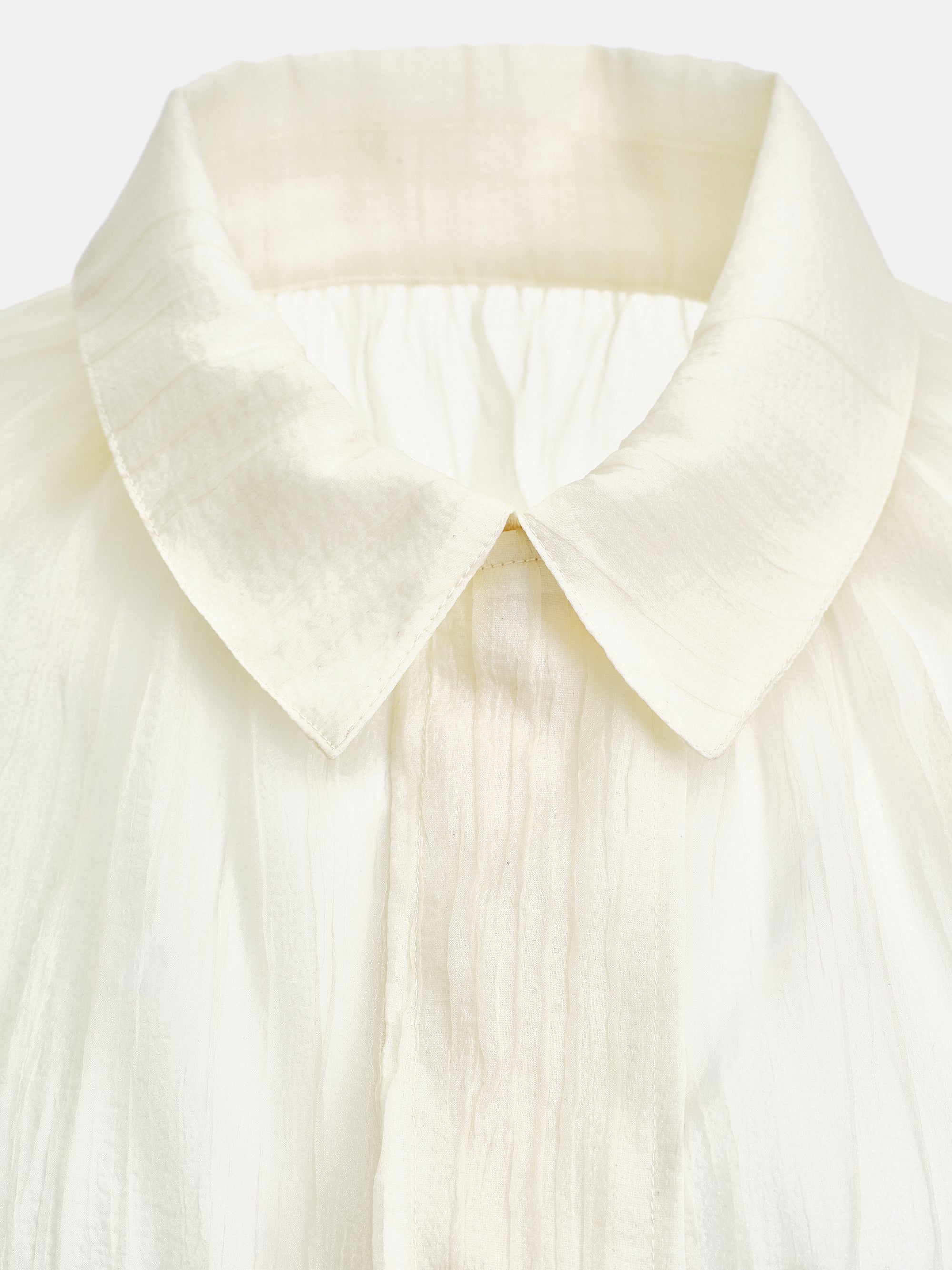 Crinkled Sheer Jacket, Ivory