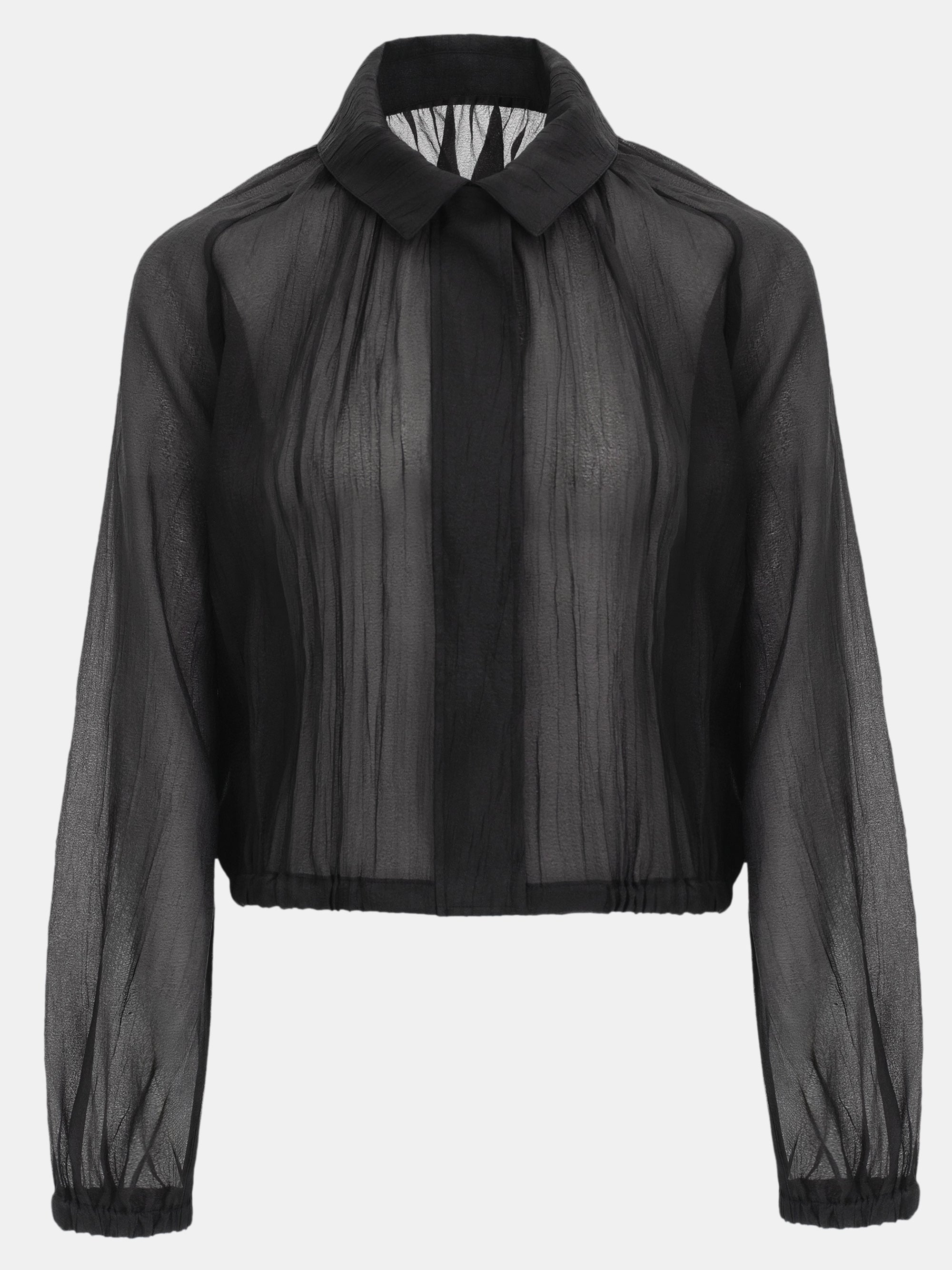 Crinkled Sheer Jacket, Black
