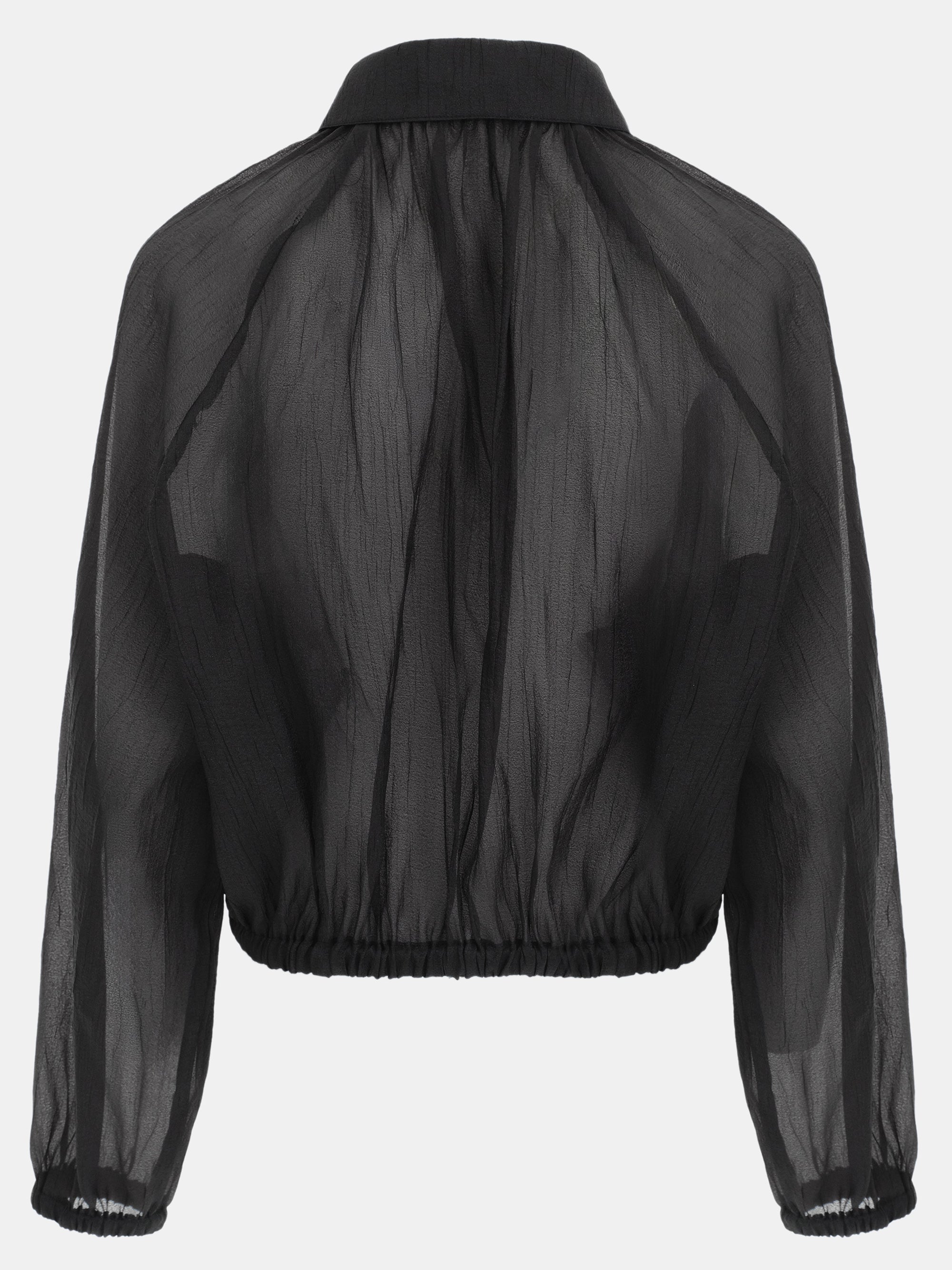 Crinkled Sheer Jacket, Black