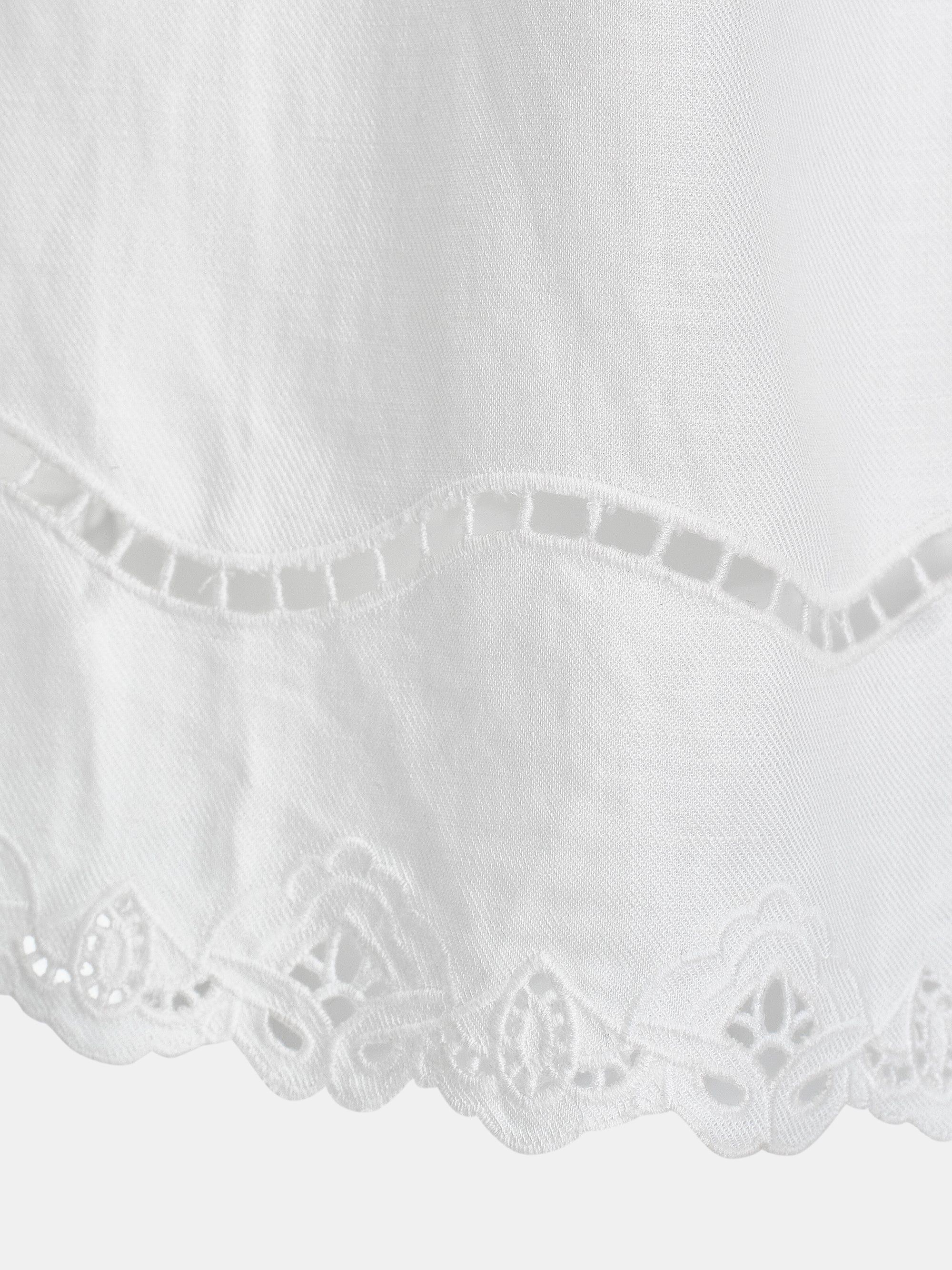 Self-Tie Eyelet Top, Ivory