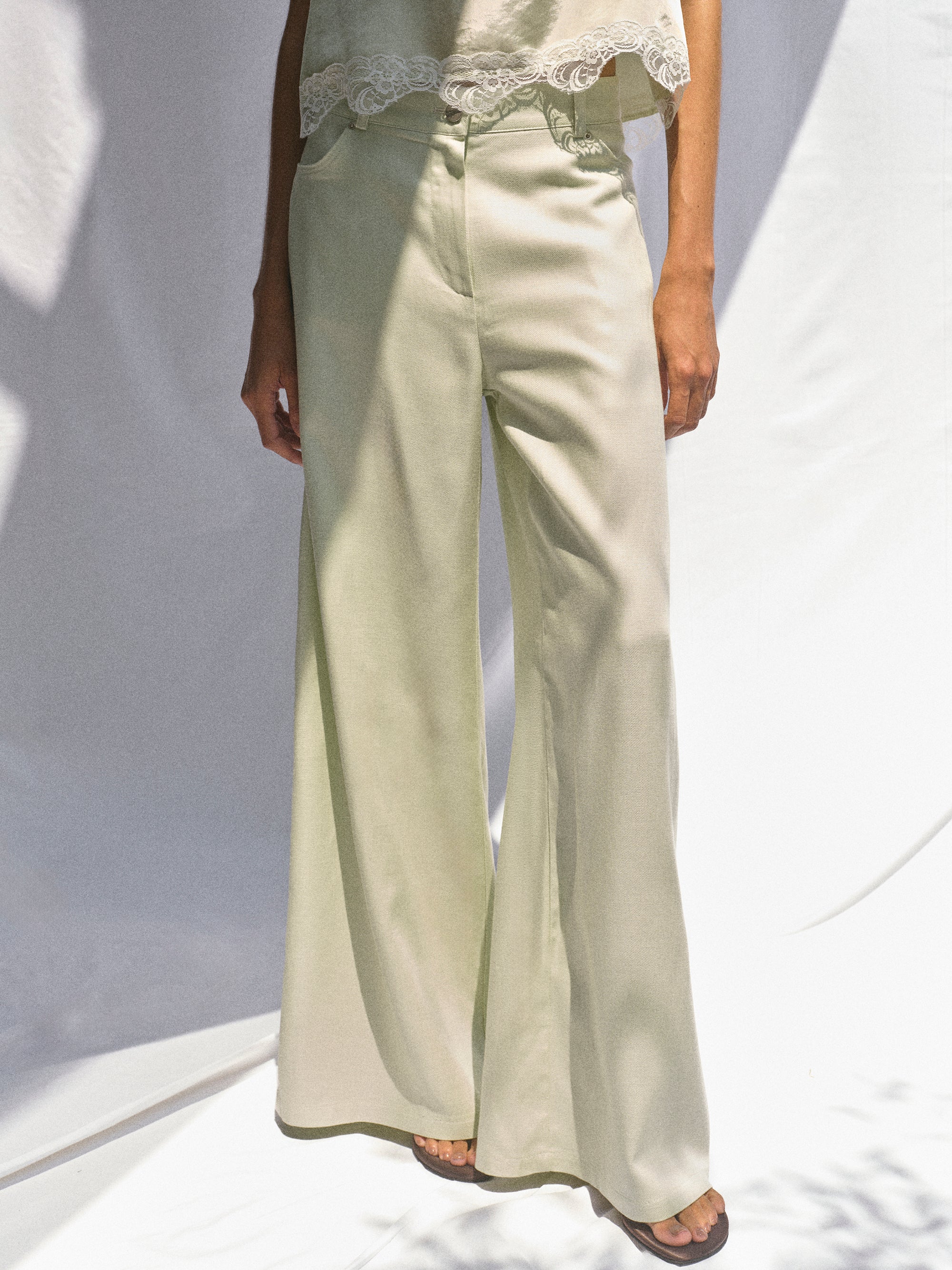 Mirko Fluid Tencel Denim Pants, Mint