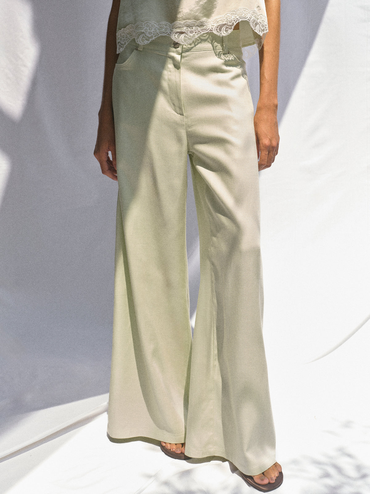 Mirko Fluid Tencel Denim Pants, Mint