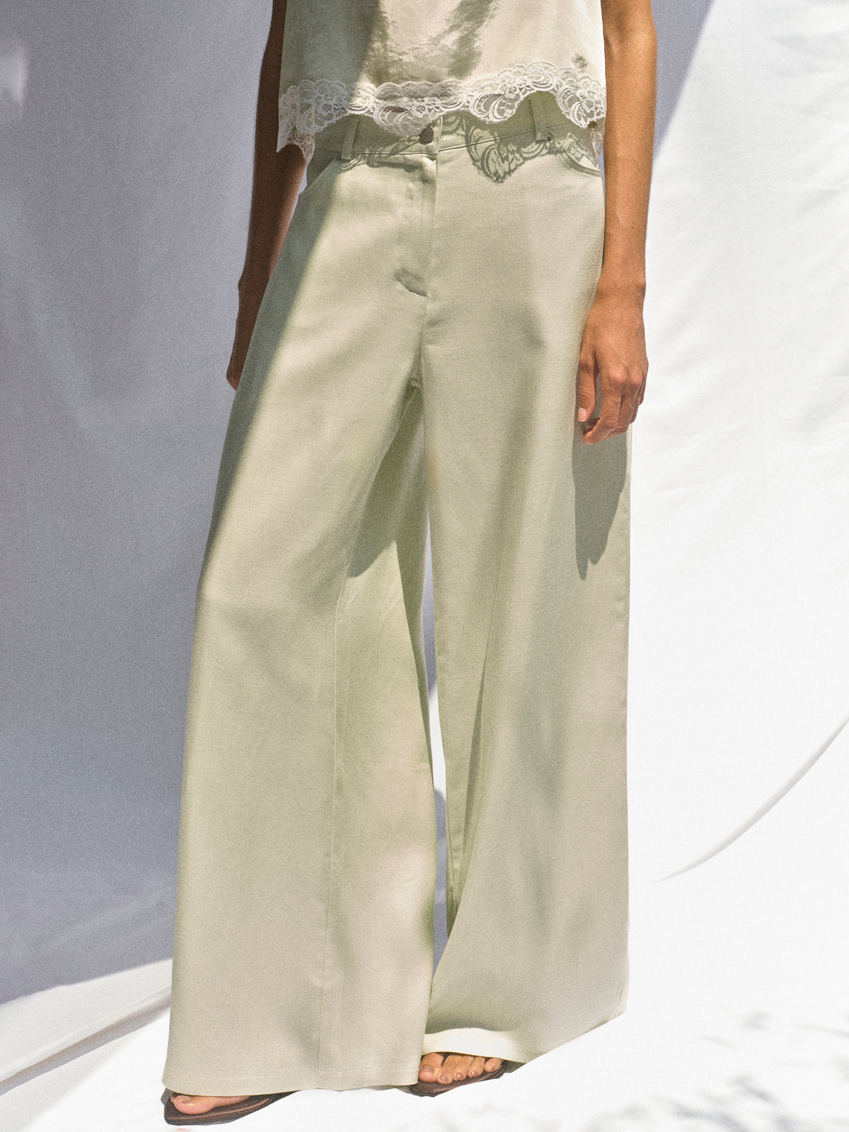Mirko Fluid Tencel Denim Pants, Mint