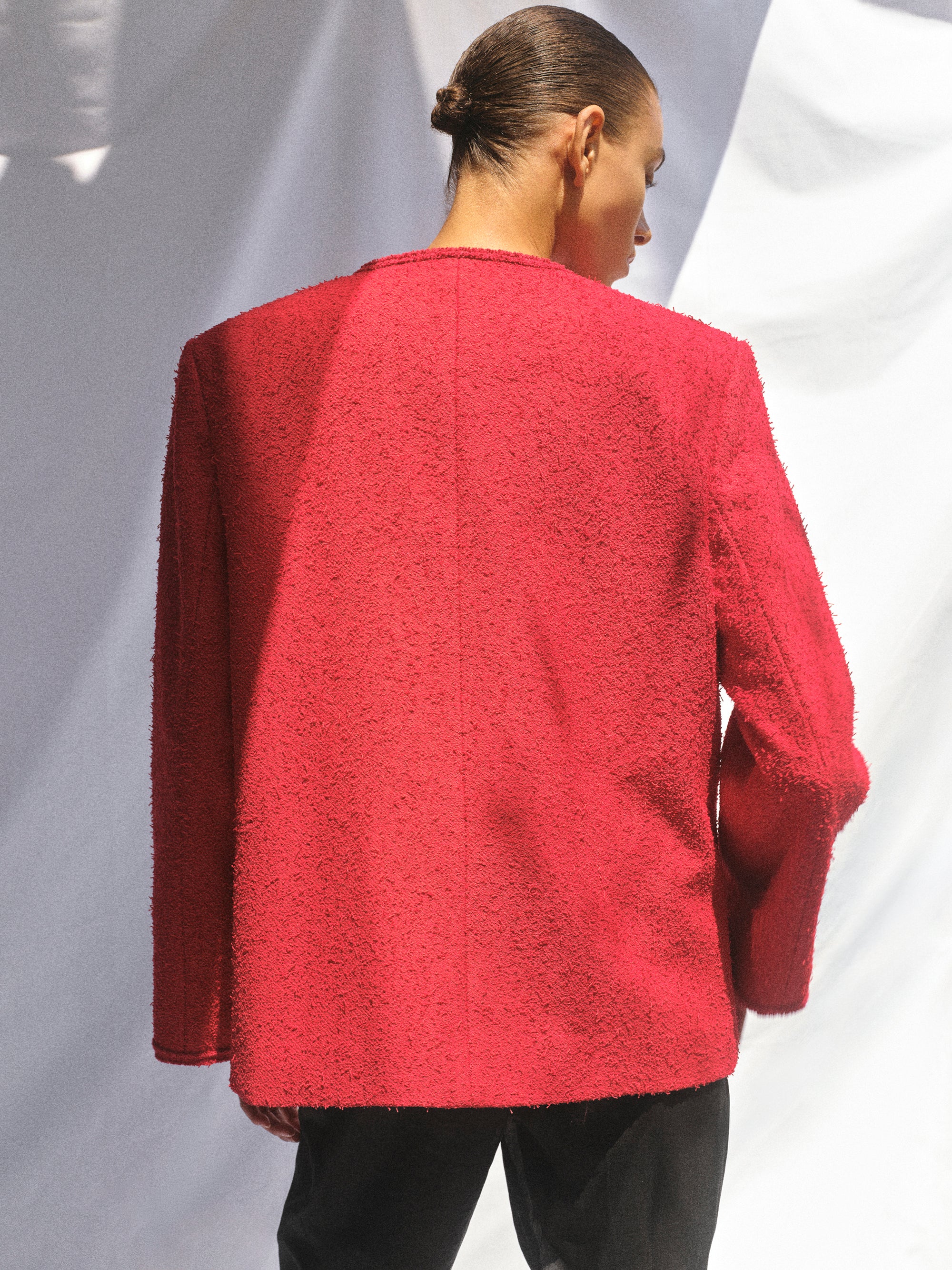 Boucle Textured Jacket, Red