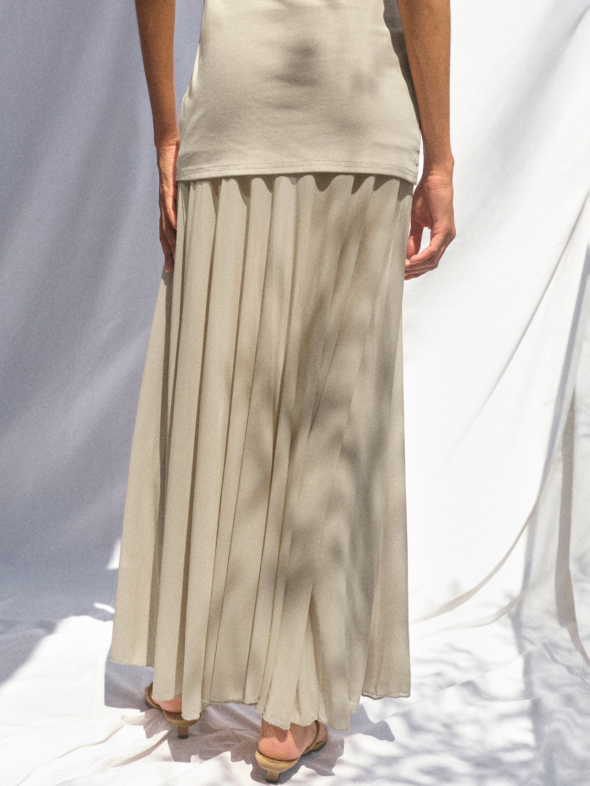 Layered Tank Dress, Beige