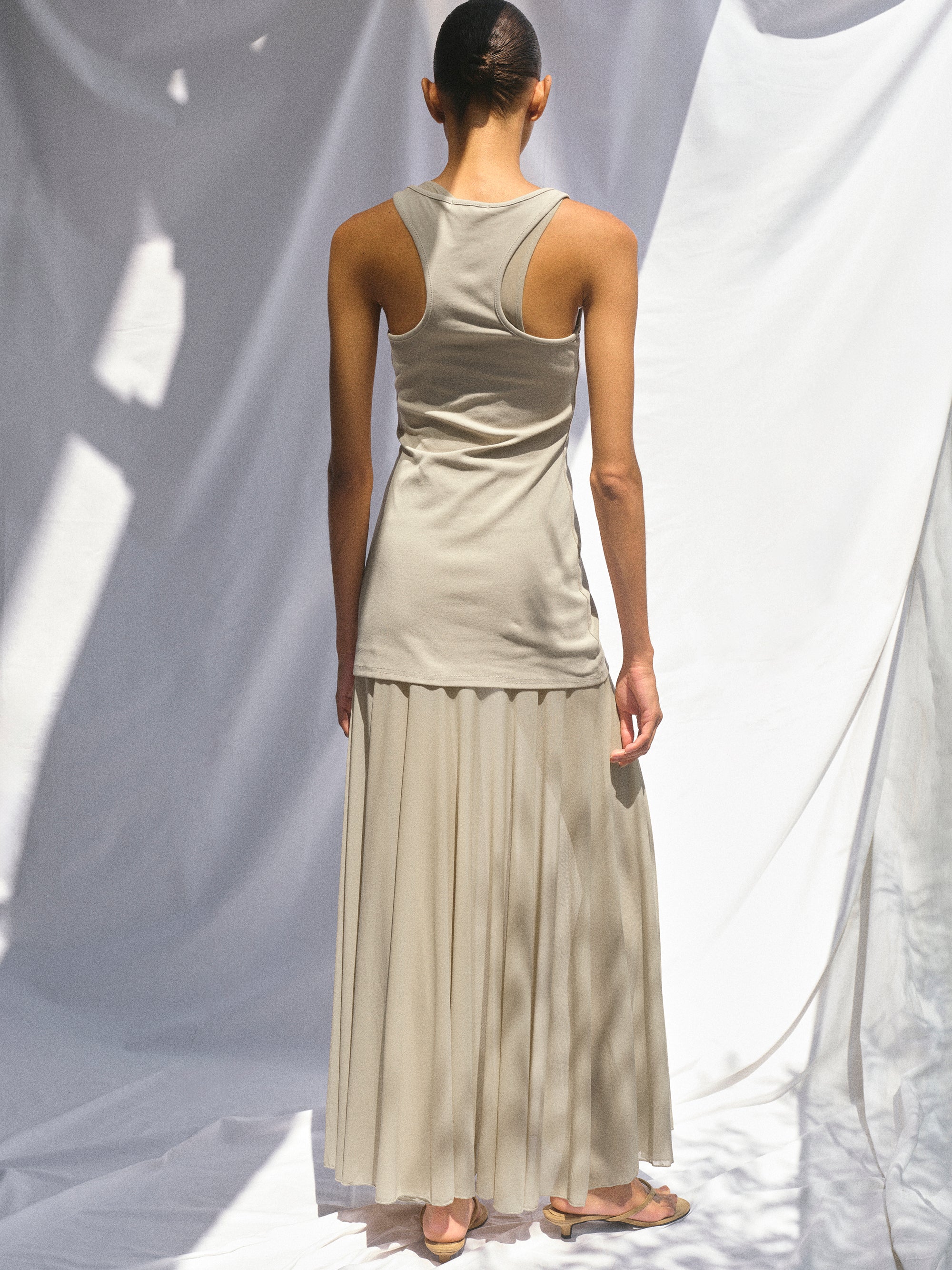 Layered Tank Dress, Beige
