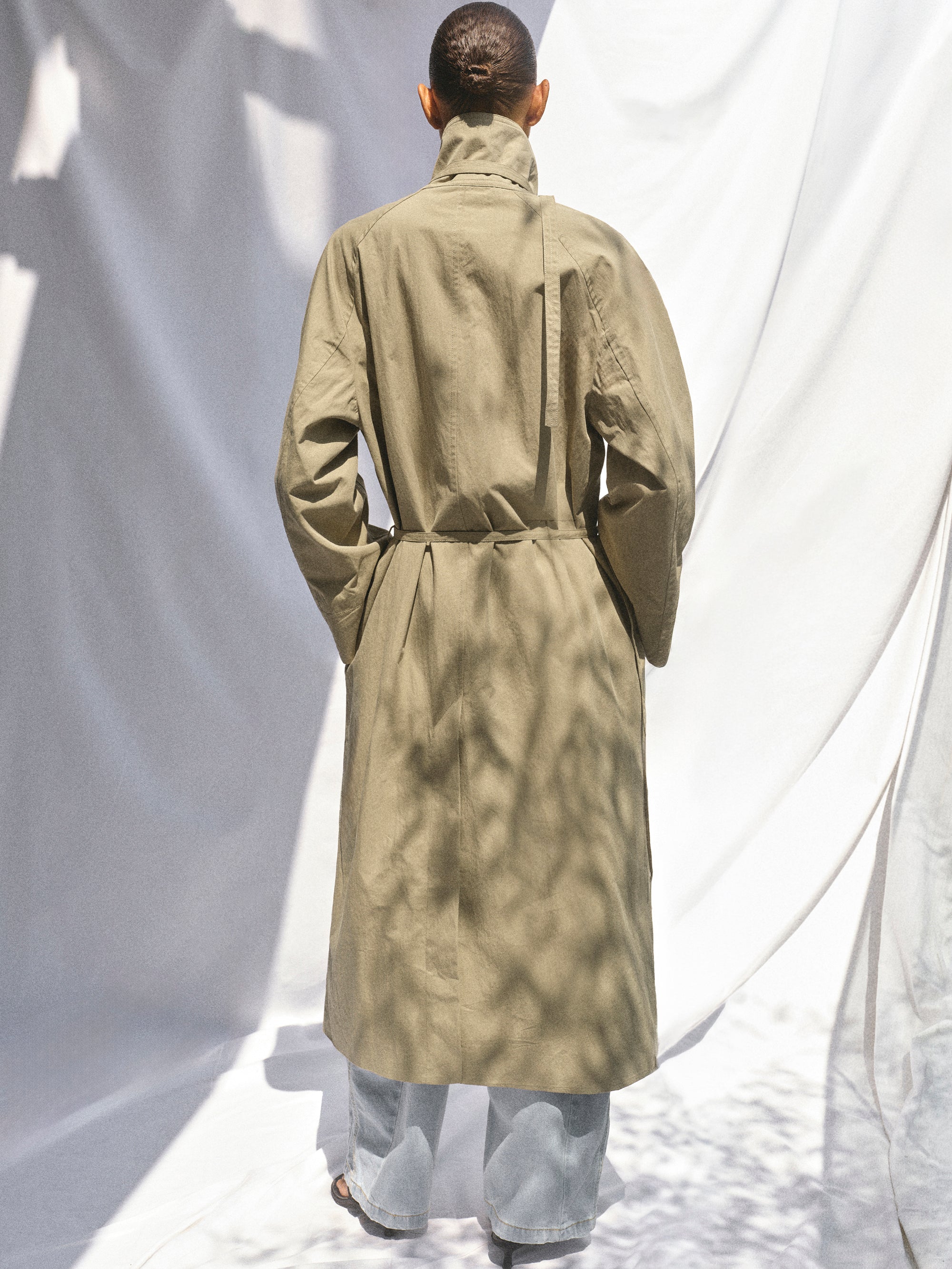 Liko Stand Collar Trench Coat, Beige