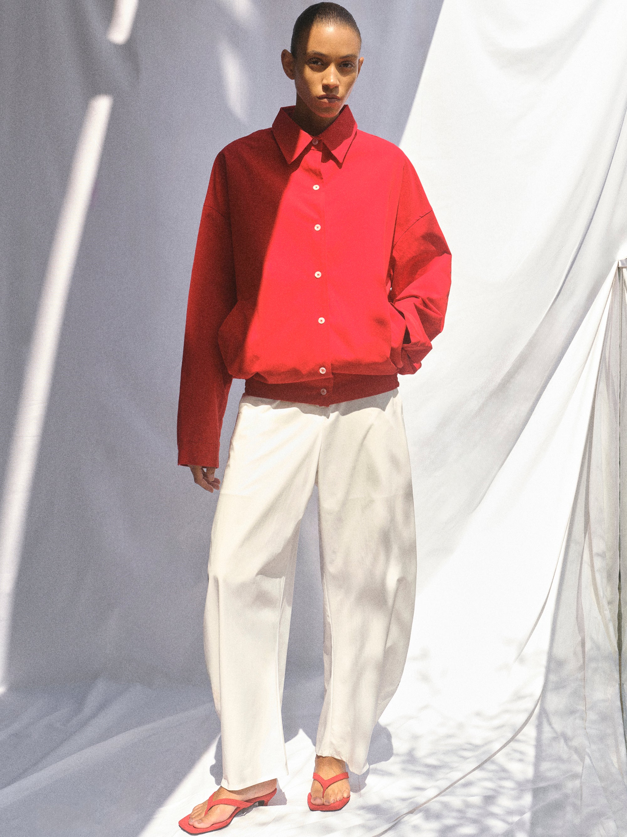 Tori Shirt Blouson Jacket, Red