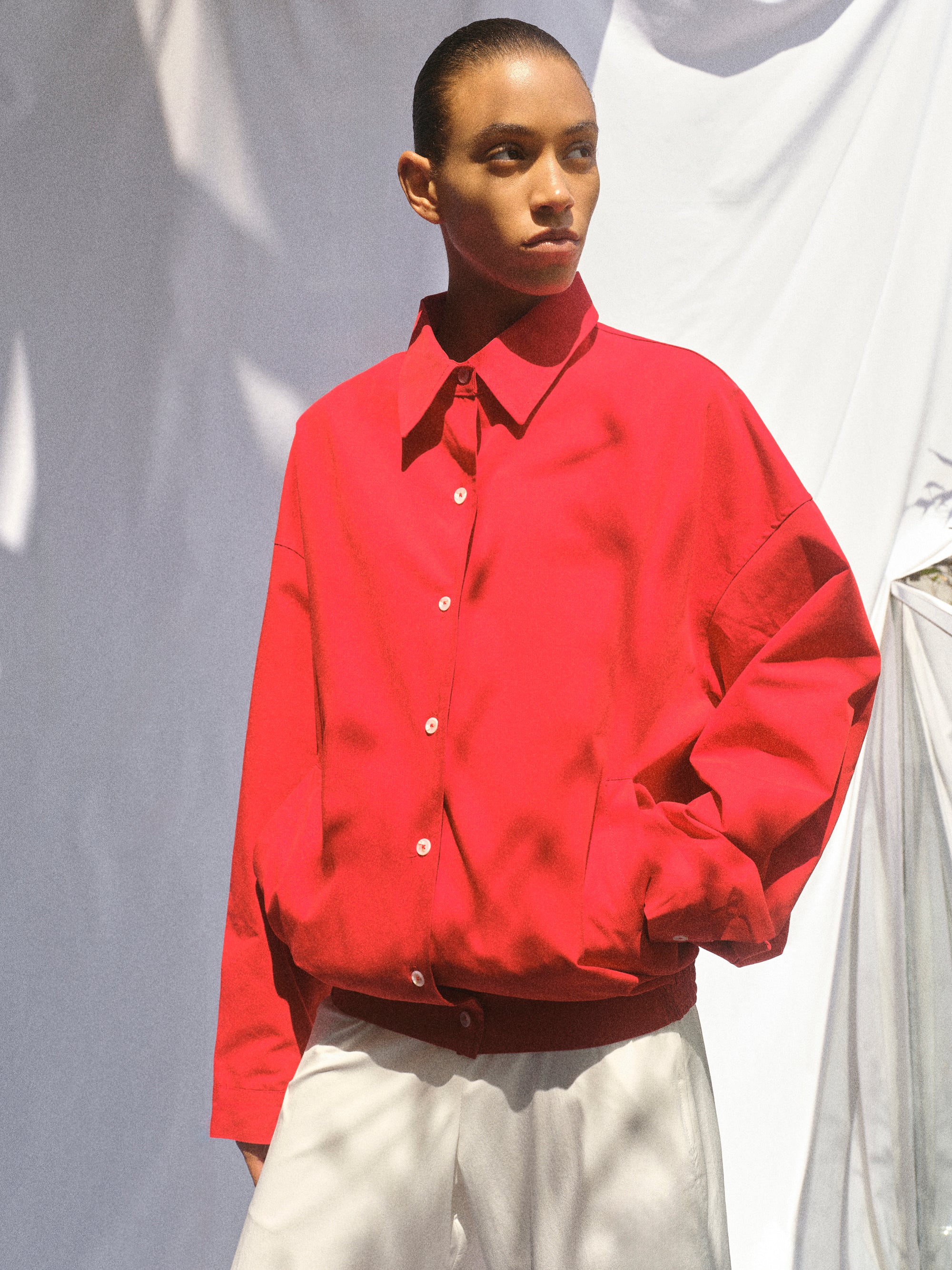 Tori Shirt Blouson Jacket, Red