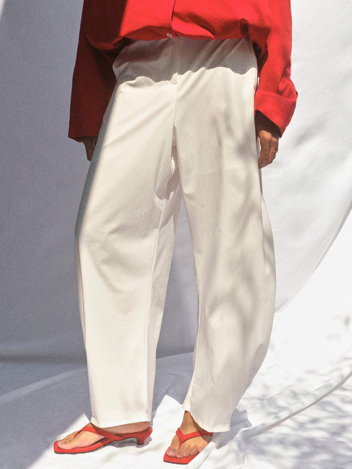 Brooke Barrel Leg Technical Pants, White