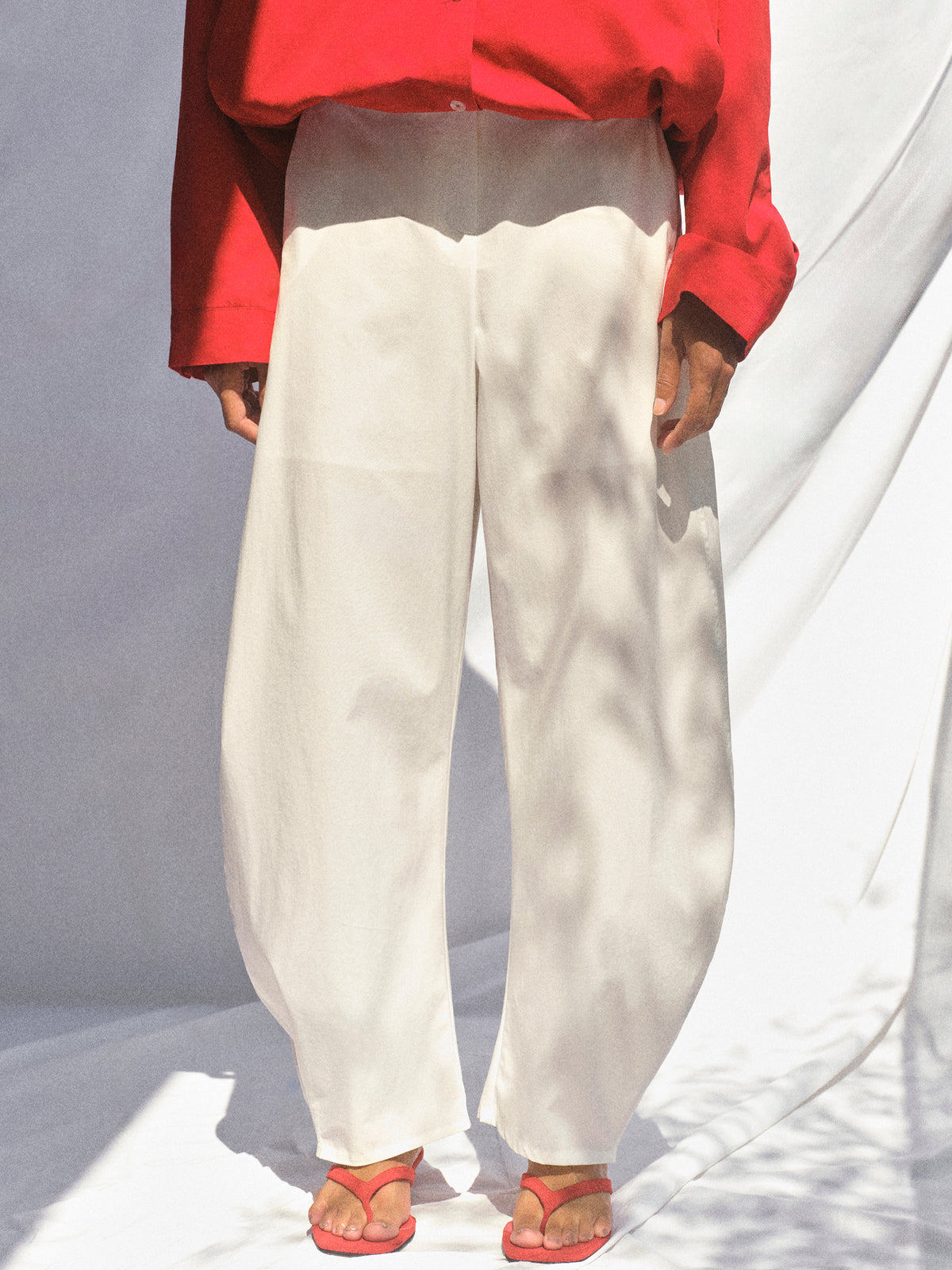 Brooke Barrel Leg Technical Pants, White
