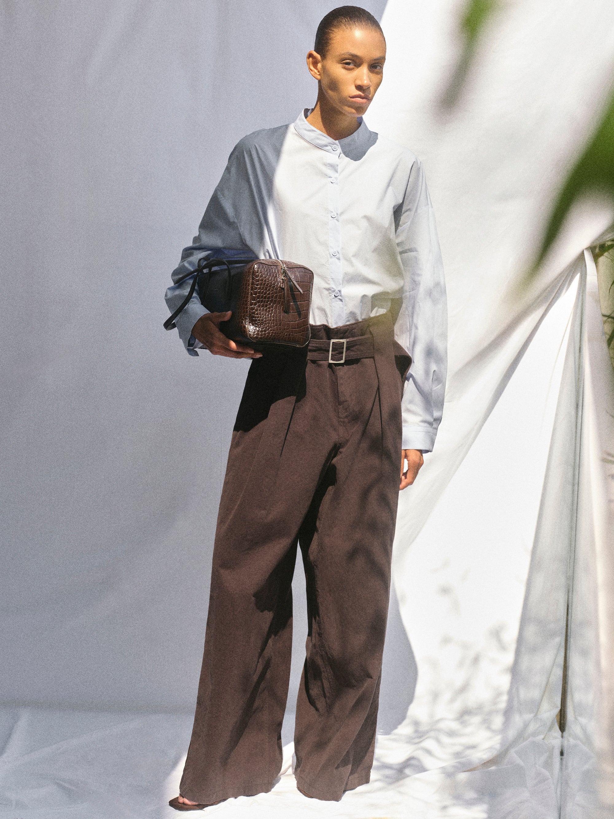 Belted Wide Pants, Brown