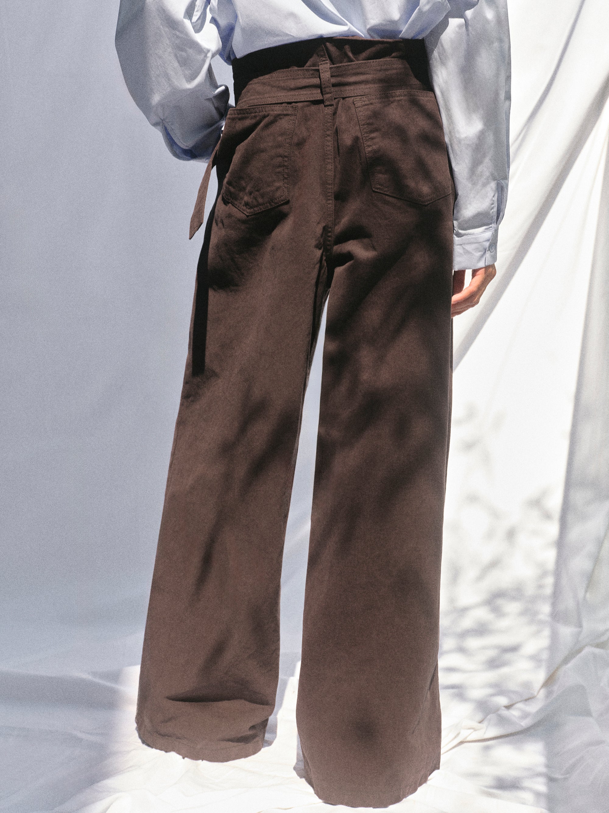 Belted Wide Pants, Brown