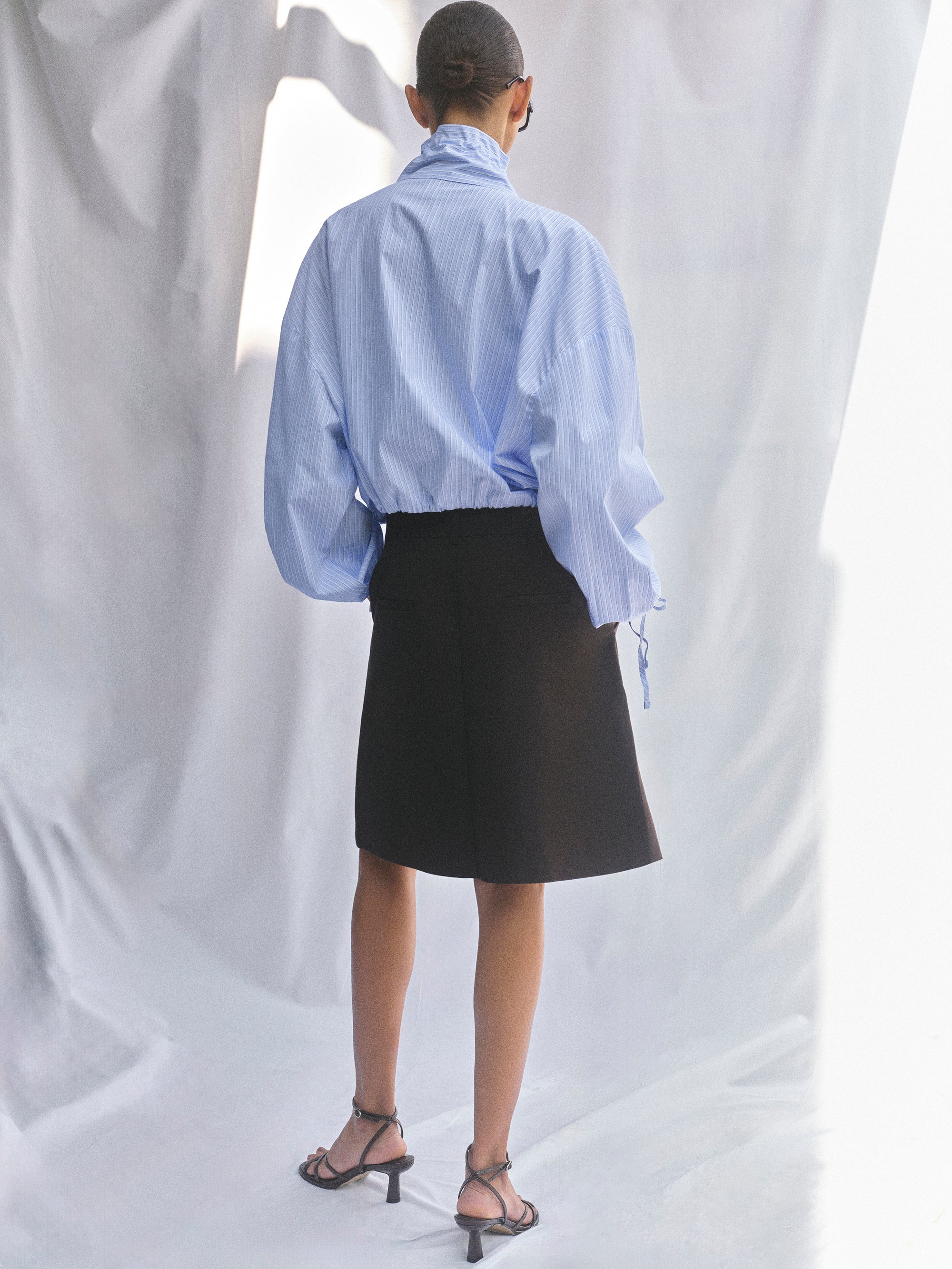 Striped Drawstring Shirt, Pale Blue