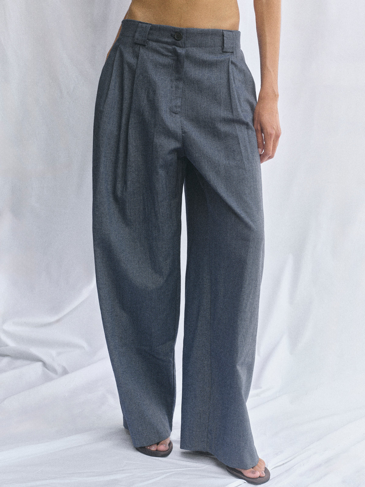 Elvana Pleated Pants, Blue