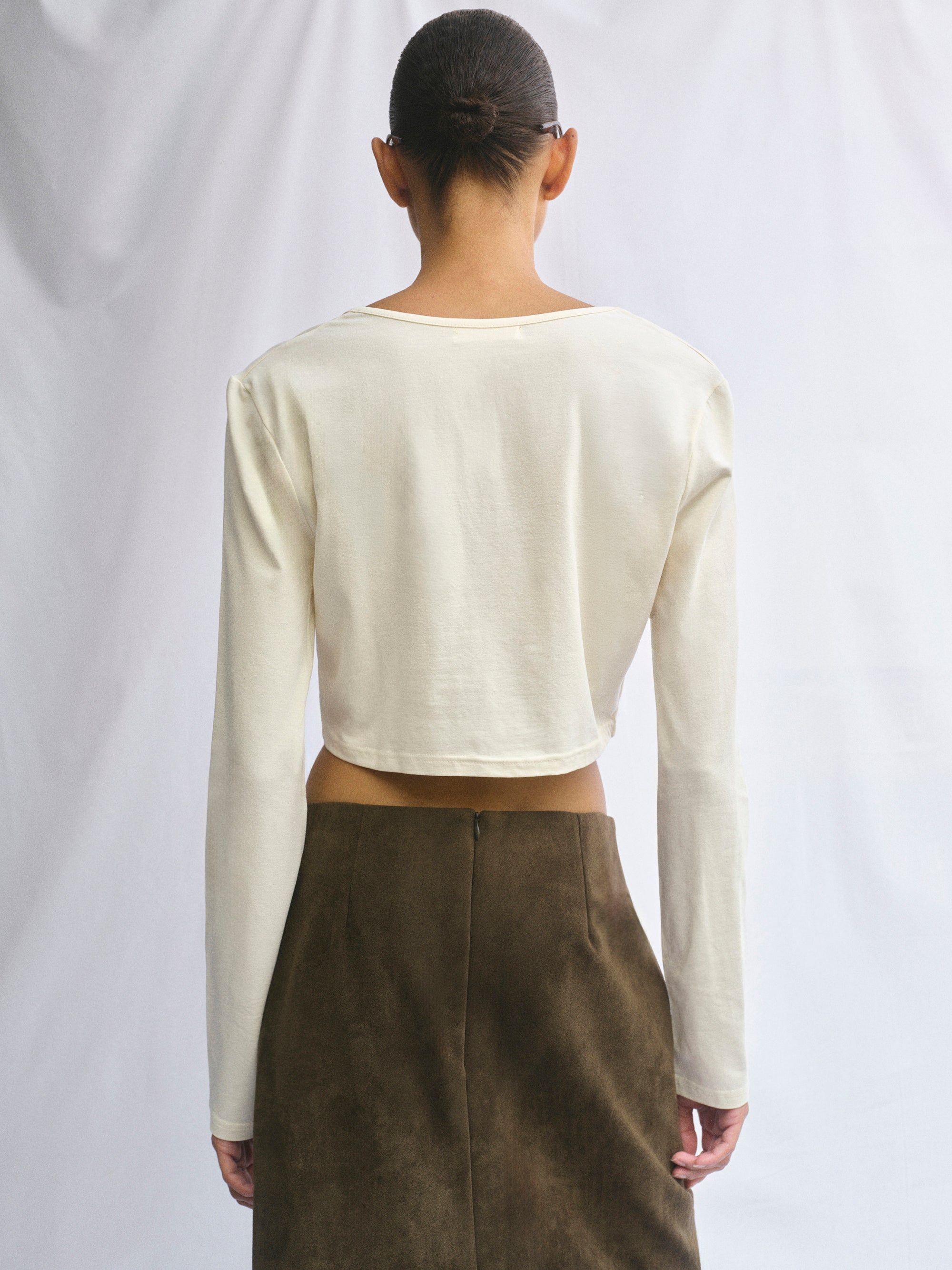 Cropped Modal Tee, Cream