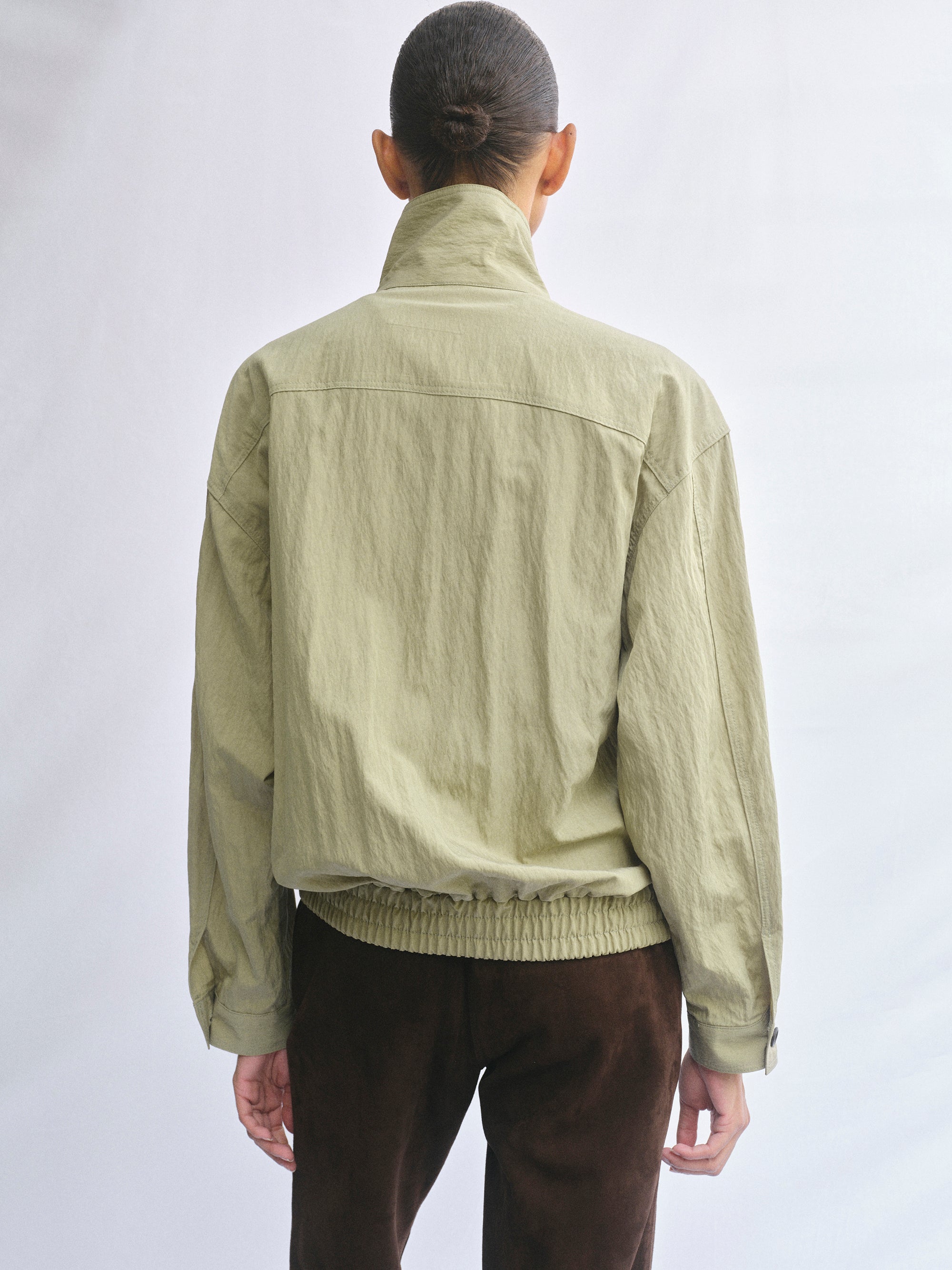 Crinkled Blouson Jacket, Khaki