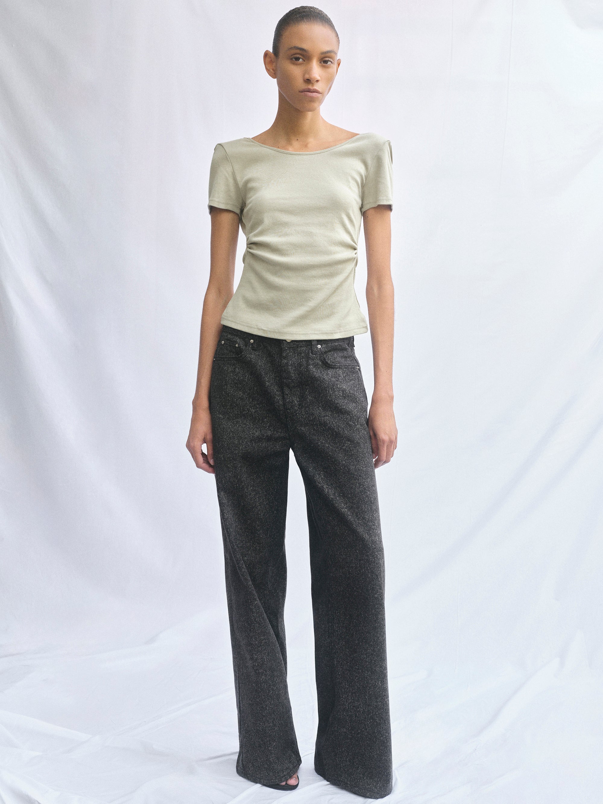 Cowl-Back T-Shirt, Khaki