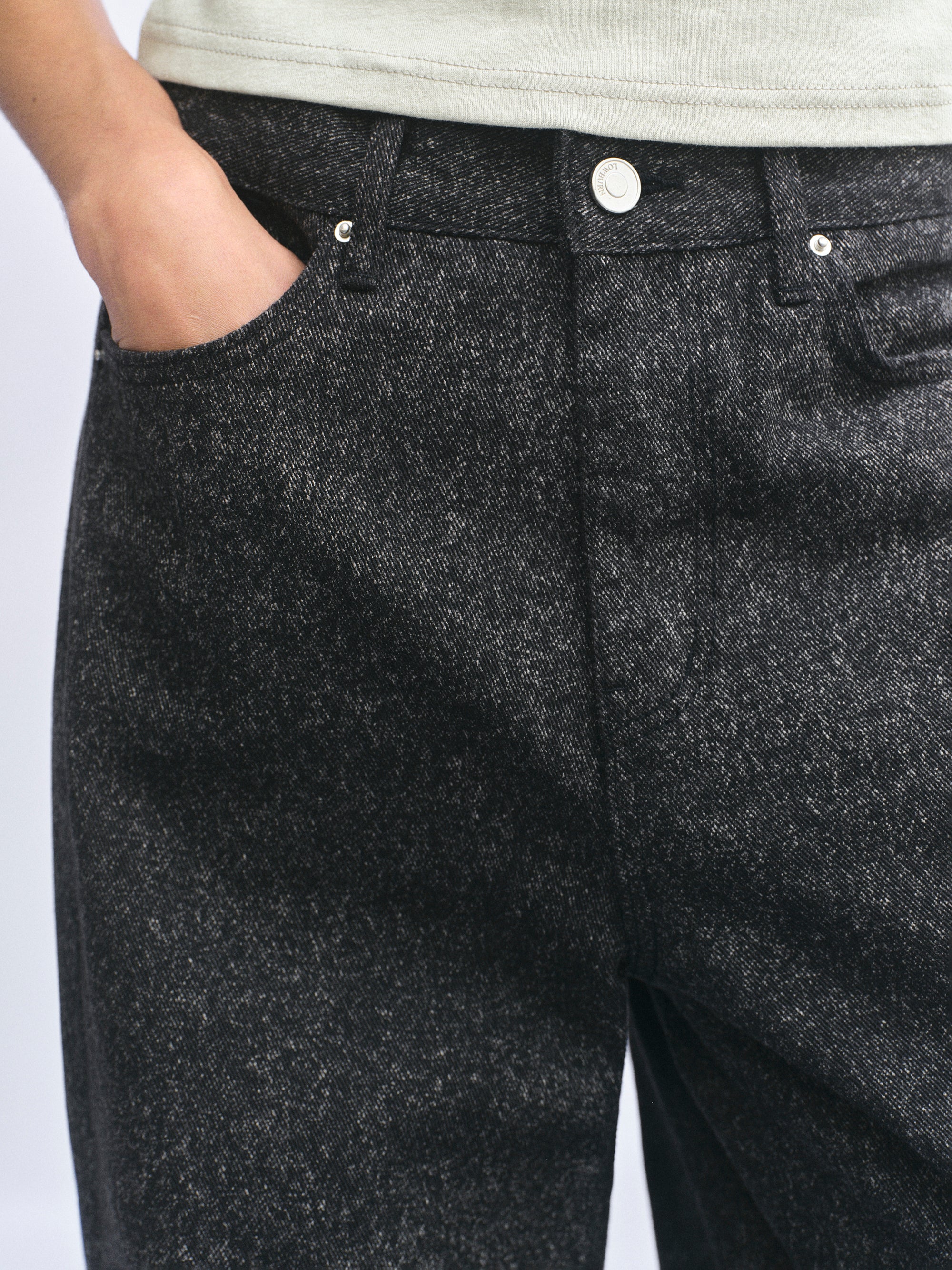 Heathered Loose Jeans, Black