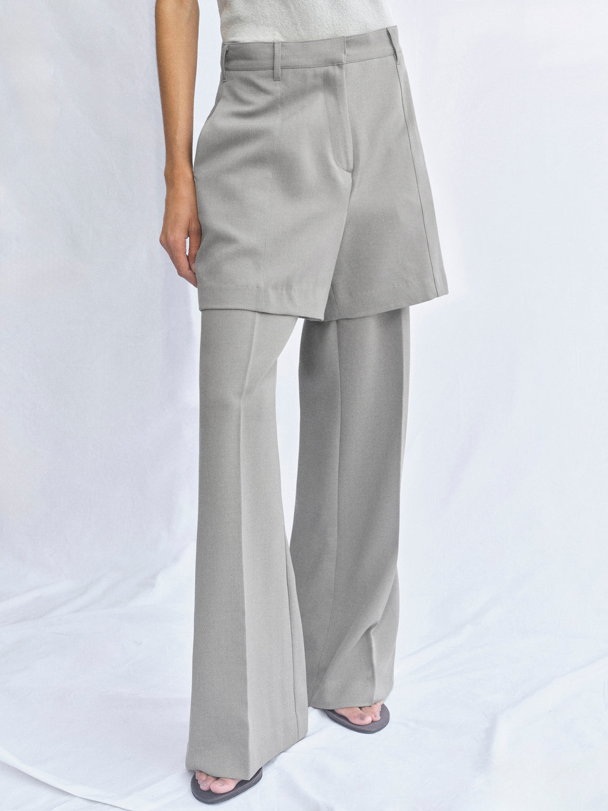 Calla Layered Trousers, Grey