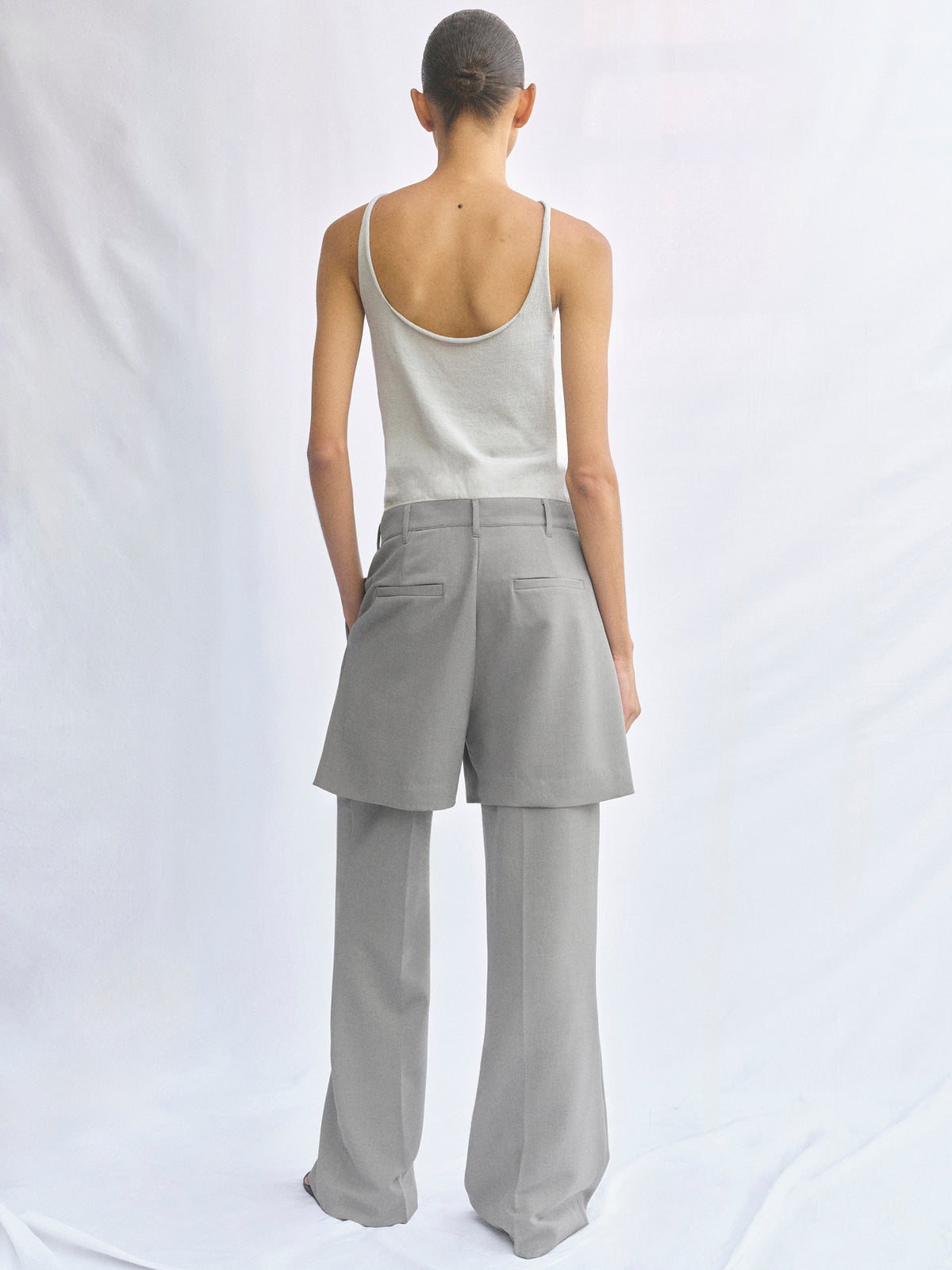 Calla Layered Trousers, Grey