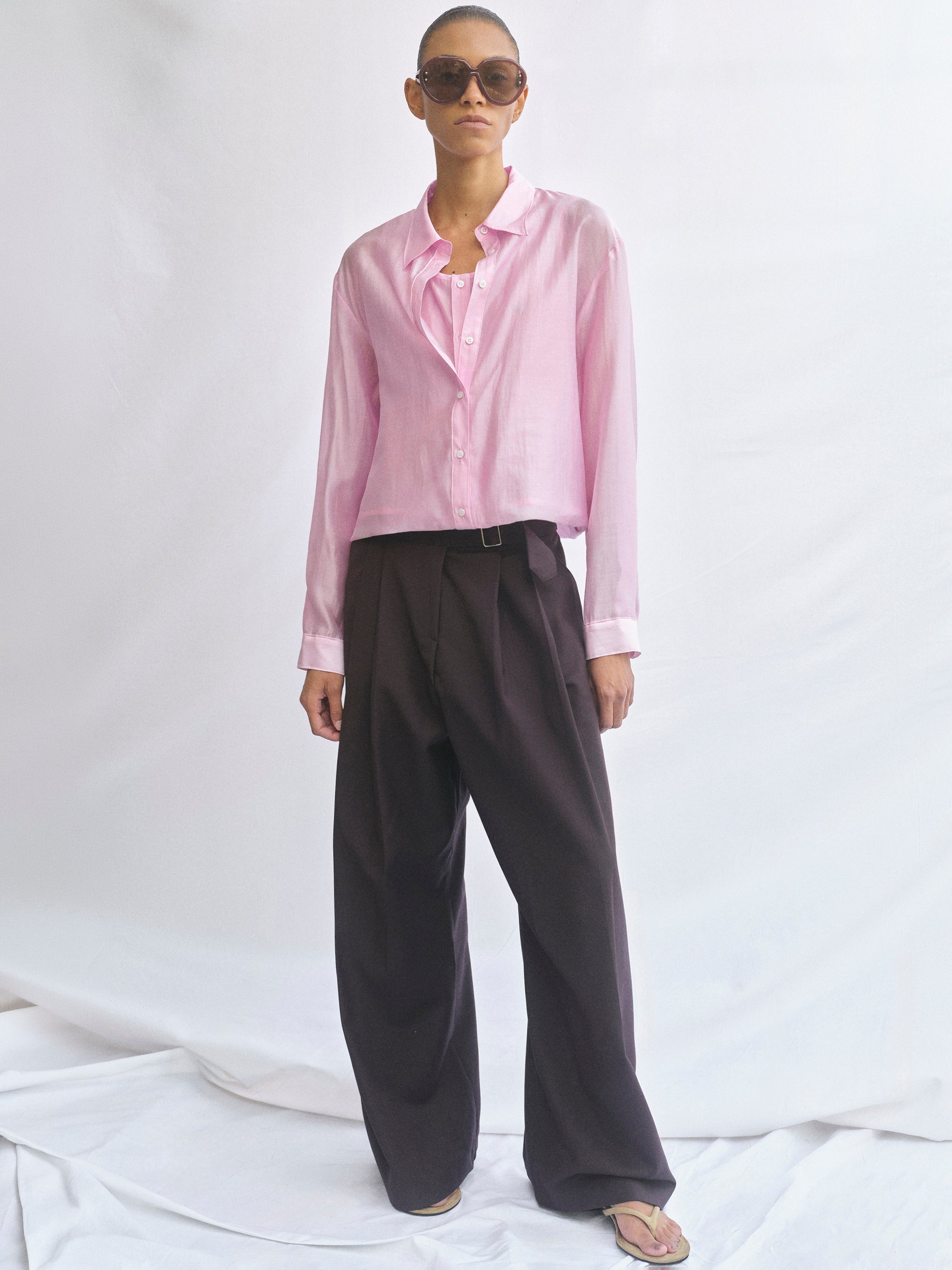 Pleated Belted Trousers, Wine