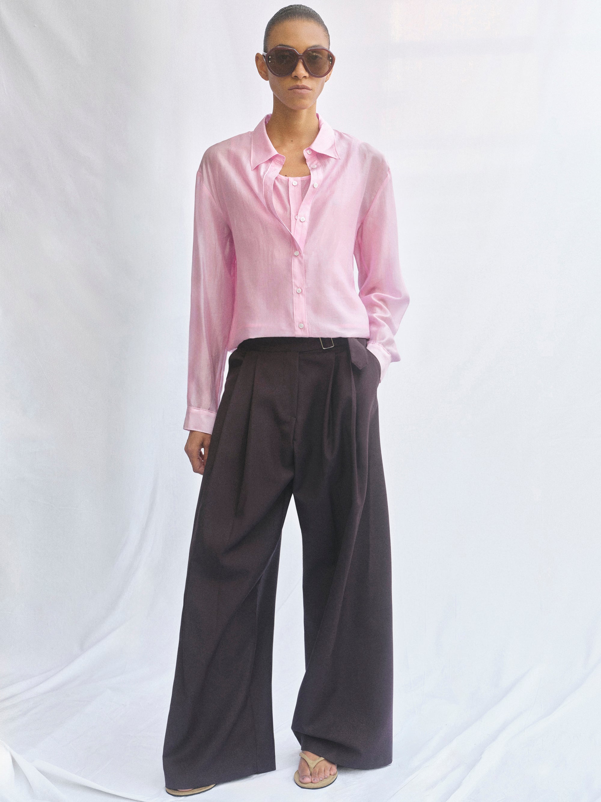 Layered Button Down Shirt, Pink