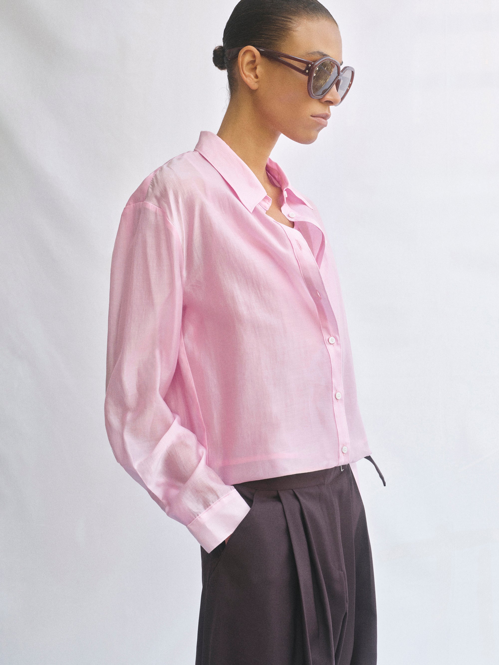 Layered Button Down Shirt, Pink