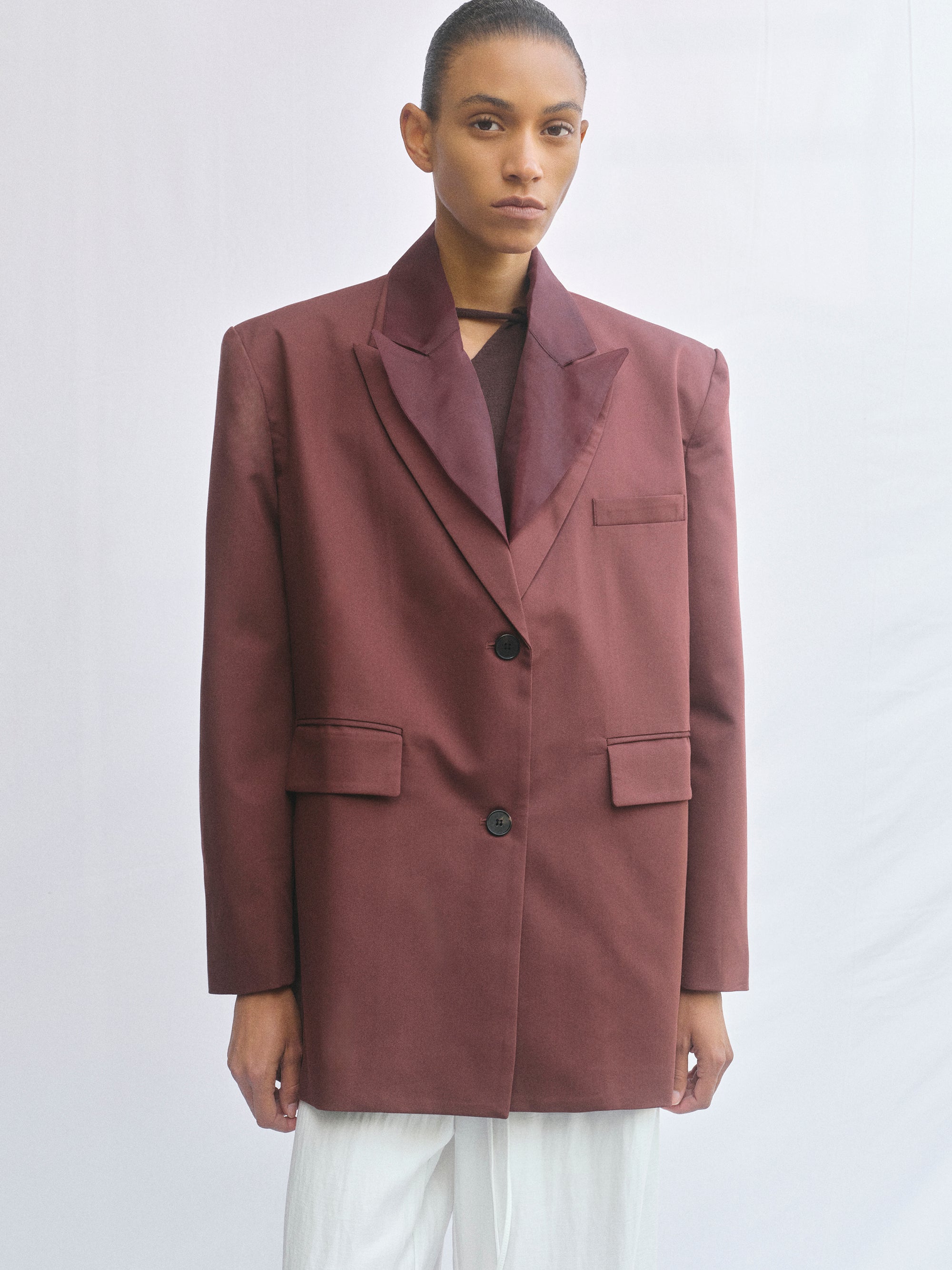 Molly Sheer Collar Blazer, Wine