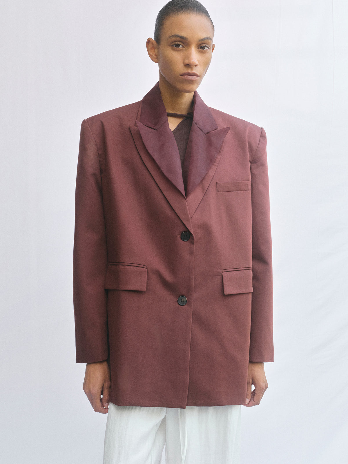 Molly Sheer Collar Blazer, Wine