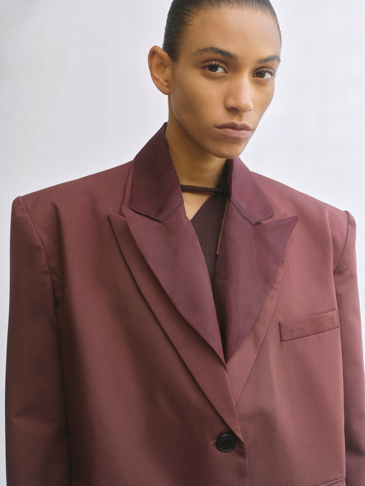 Molly Sheer Collar Blazer, Wine
