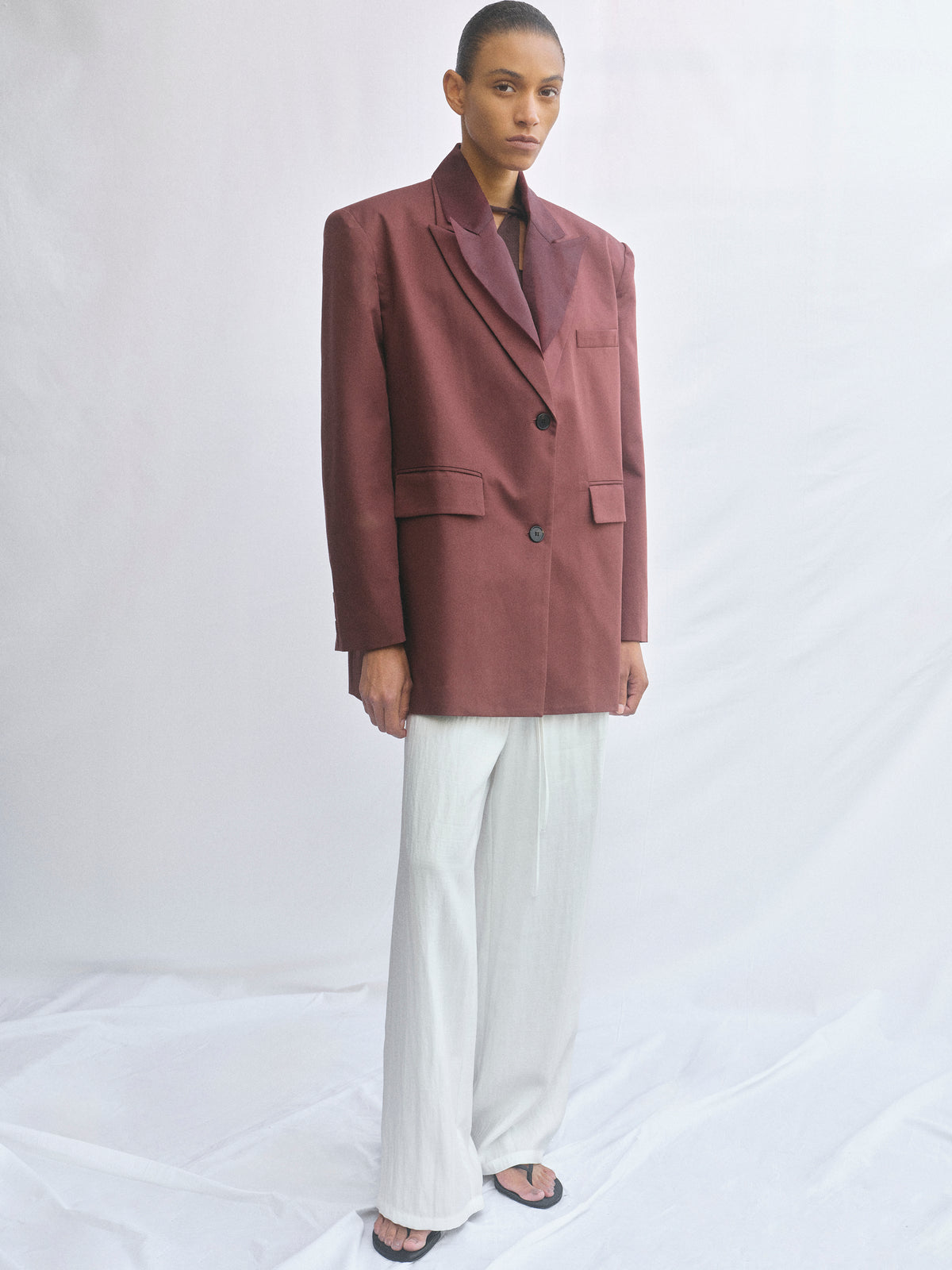 Molly Sheer Collar Blazer, Wine