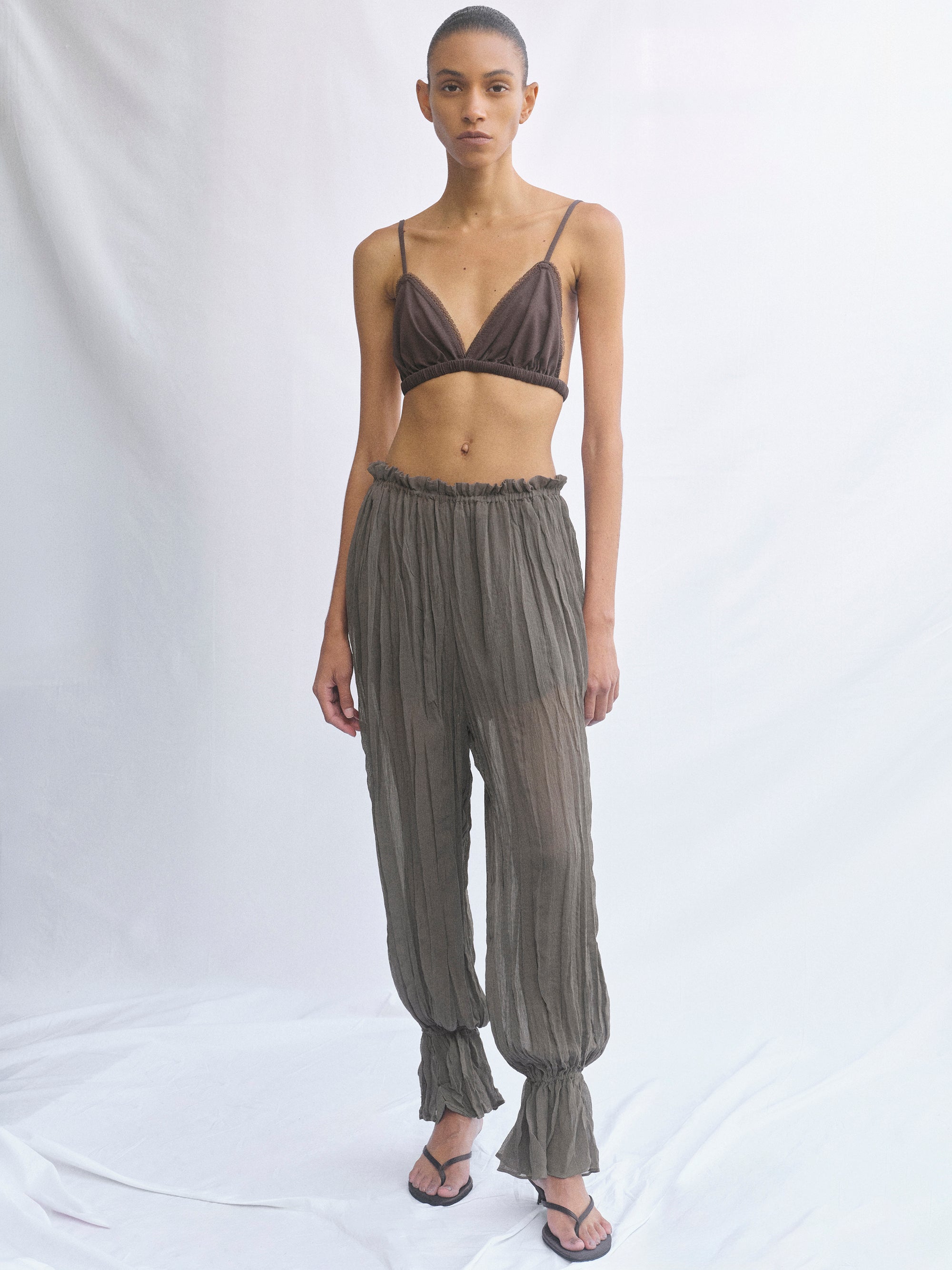 Crinkled Harem Pants, Charcoal
