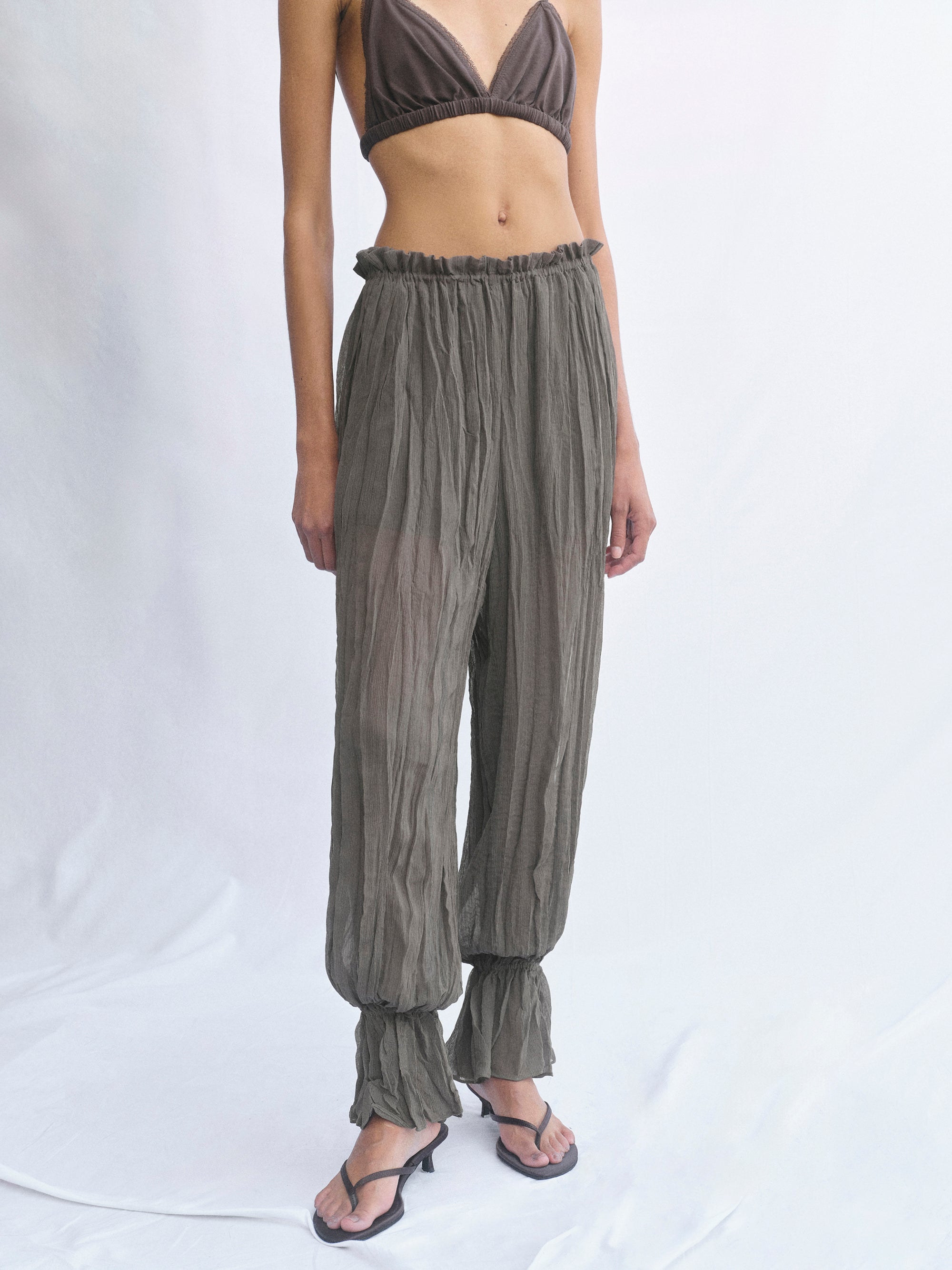 Crinkled Harem Pants, Charcoal