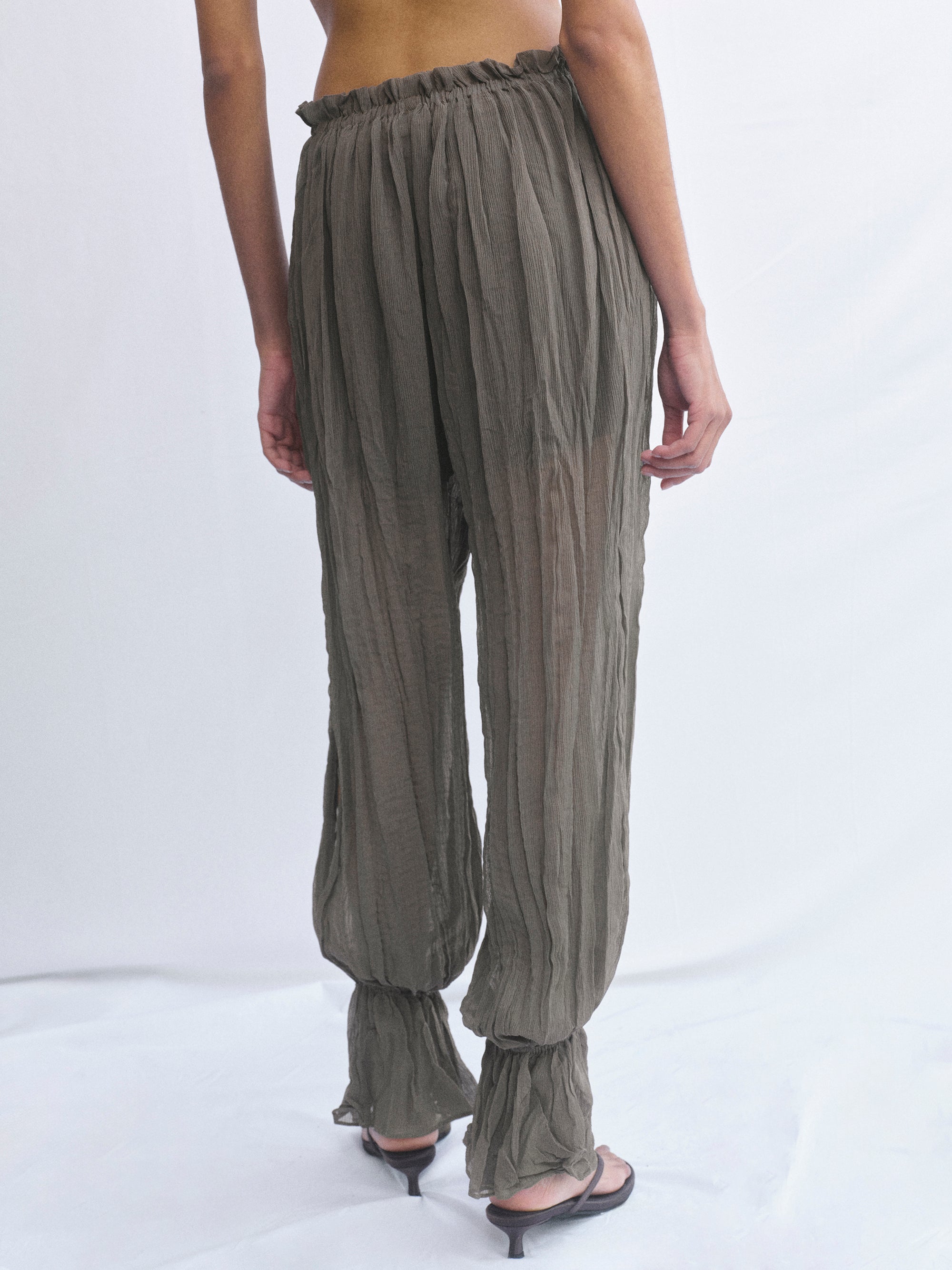 Crinkled Harem Pants, Charcoal