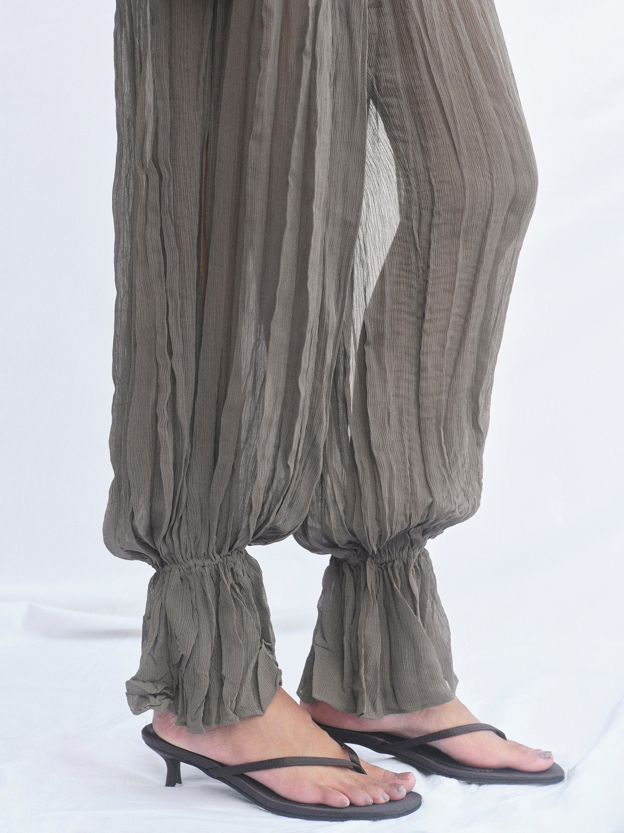 Crinkled Harem Pants, Charcoal