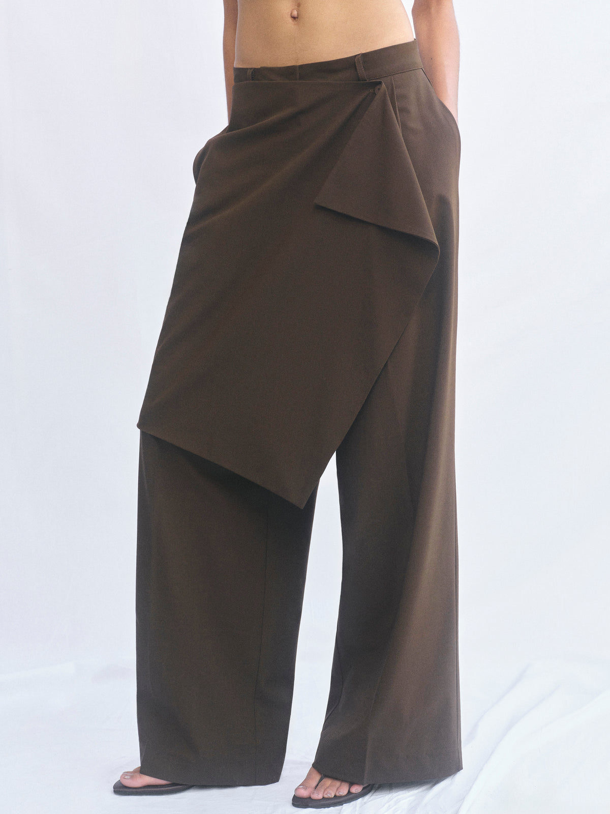 Hane Wide Pareo Trousers, Brown