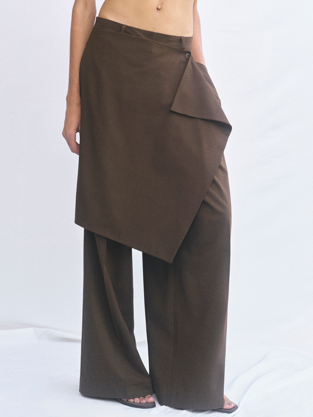 Hane Wide Pareo Trousers, Brown