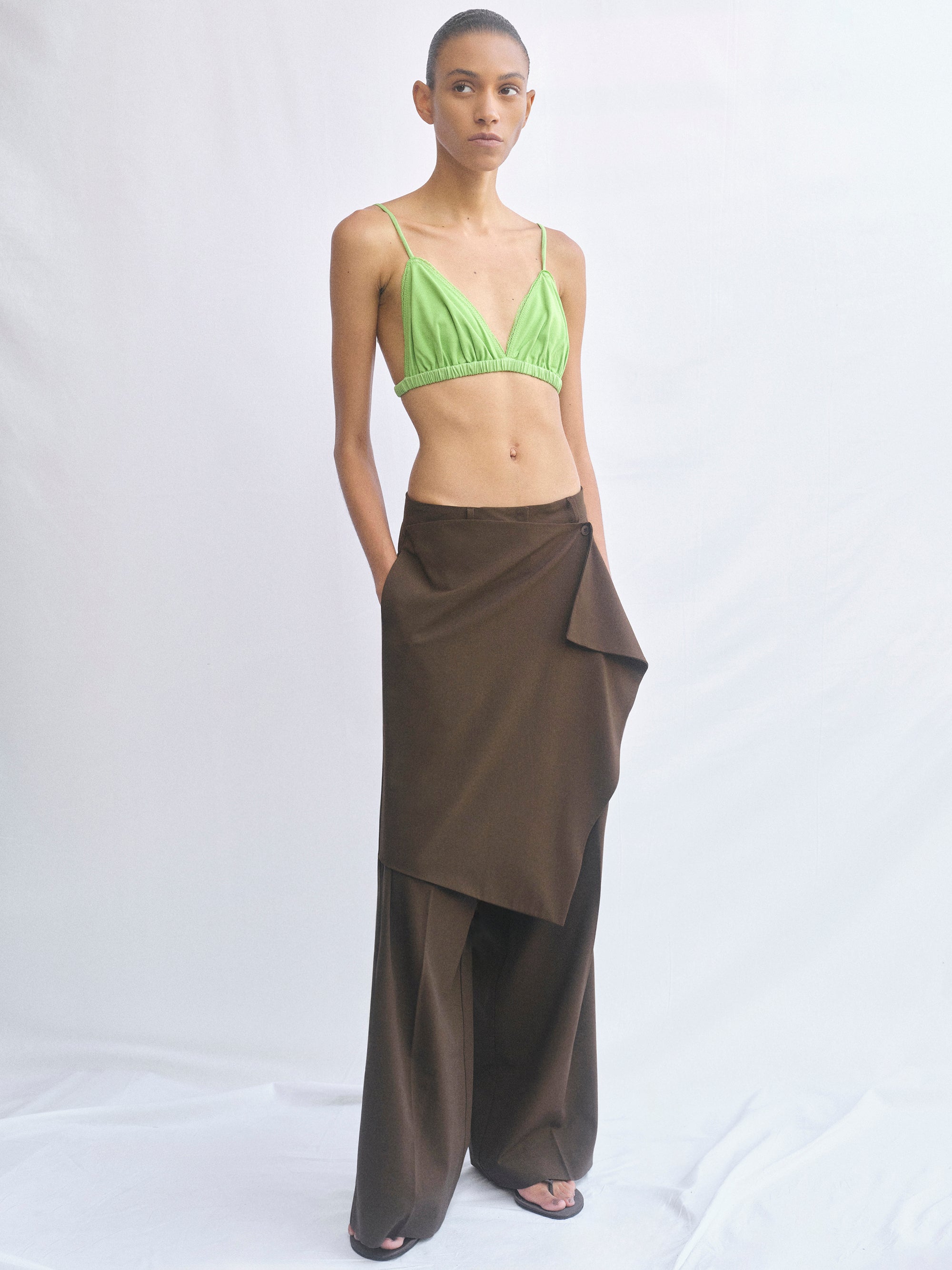 Hane Wide Pareo Trousers, Brown