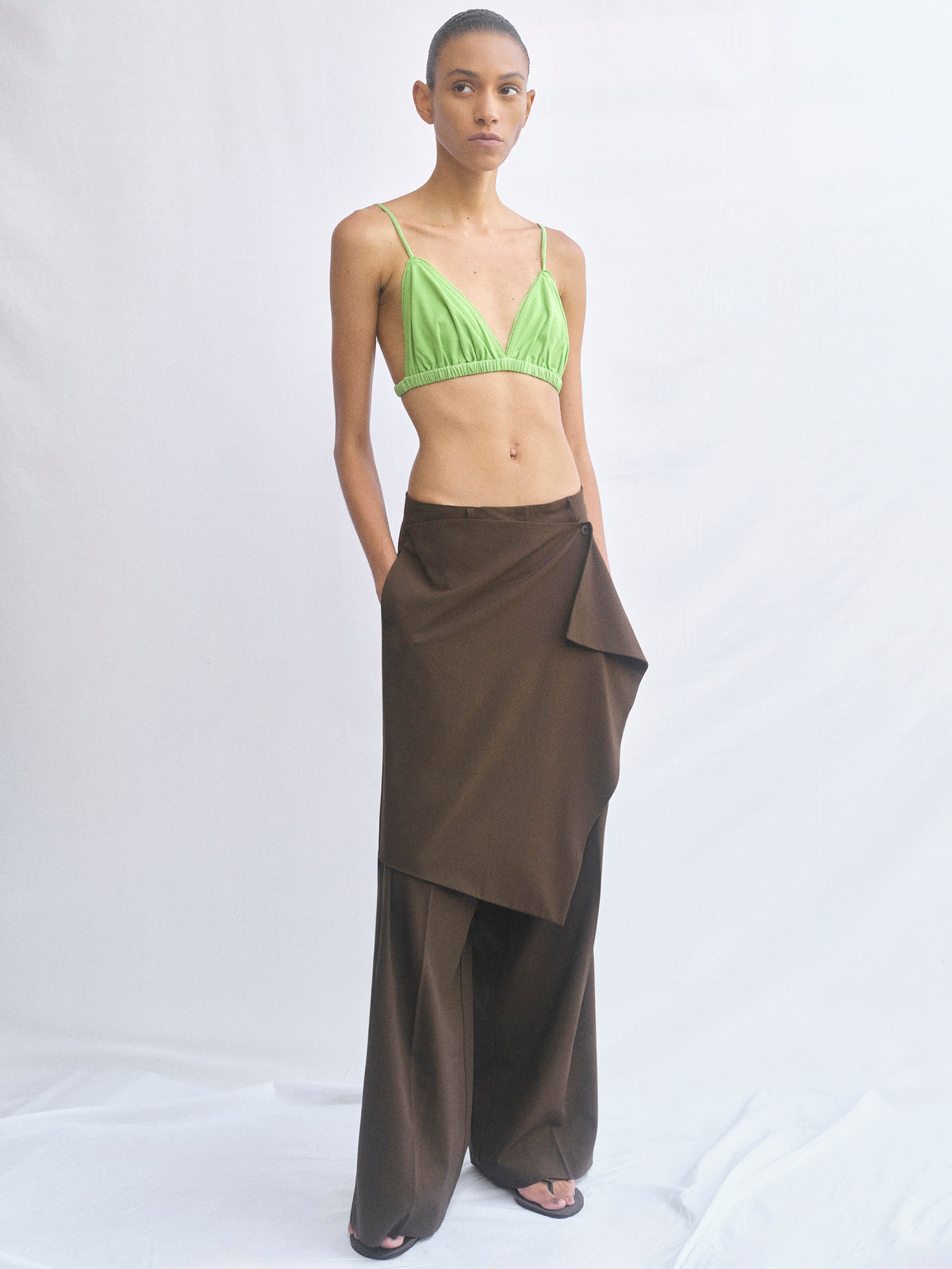 Hane Wide Pareo Trousers, Brown