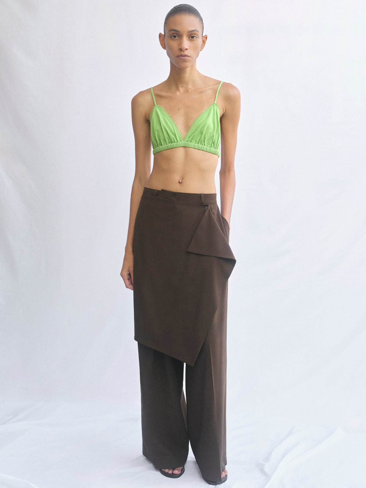 Hane Wide Pareo Trousers, Brown