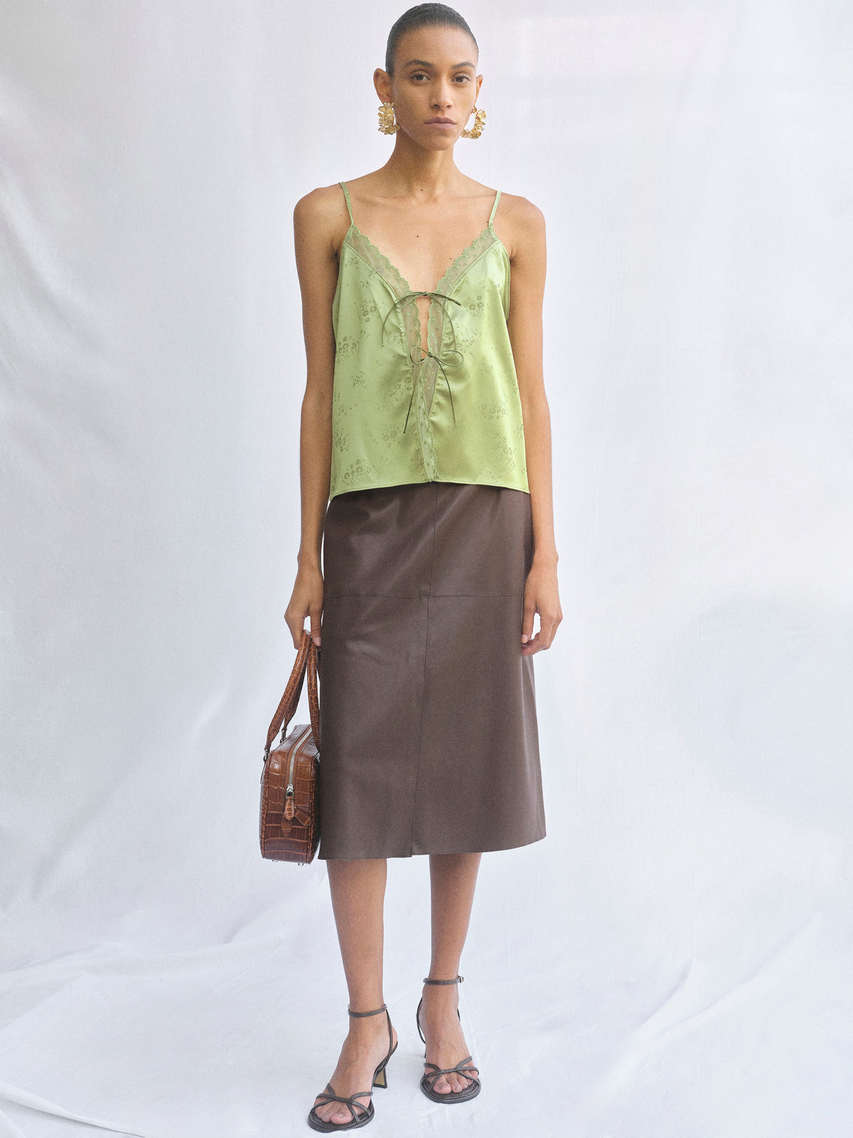Tie-Front Camisole, Green